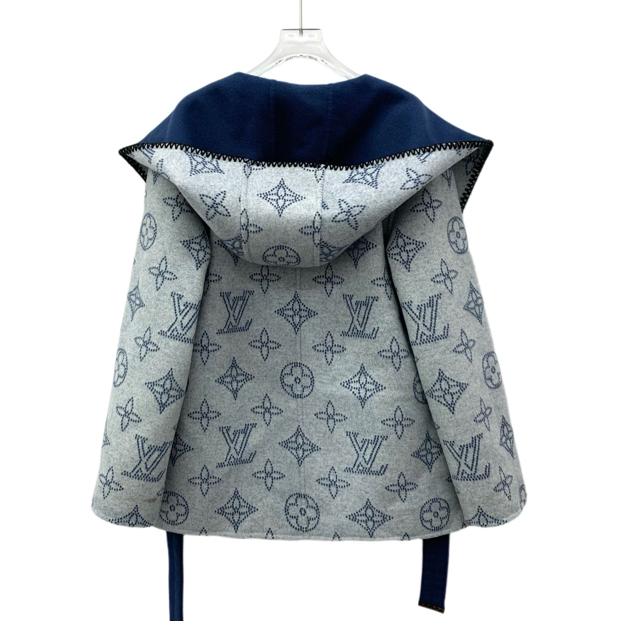 Louis Vuitton Louis Vuitton Womens Reversible Wool Hooded Belt Coat Blue L Size XS / US 0-2 / IT 36-38 - 2 Thumbnail