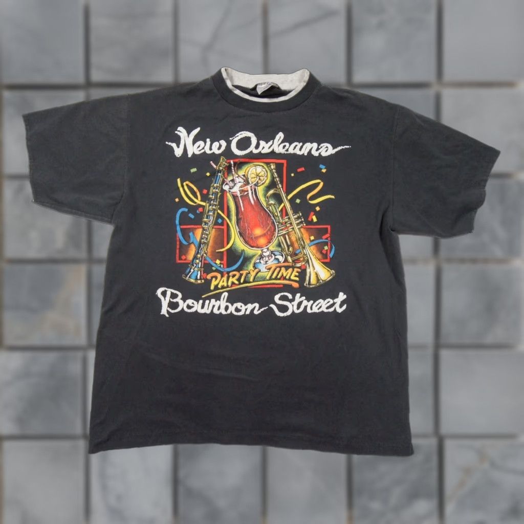 TEE JAYS Vintage Teejays Brand New Orleans Shirt Mens XL Black Bourbon Street 90s Tee Jazz Music Size US XL / EU 56 / 4 - 1 Thumbnail