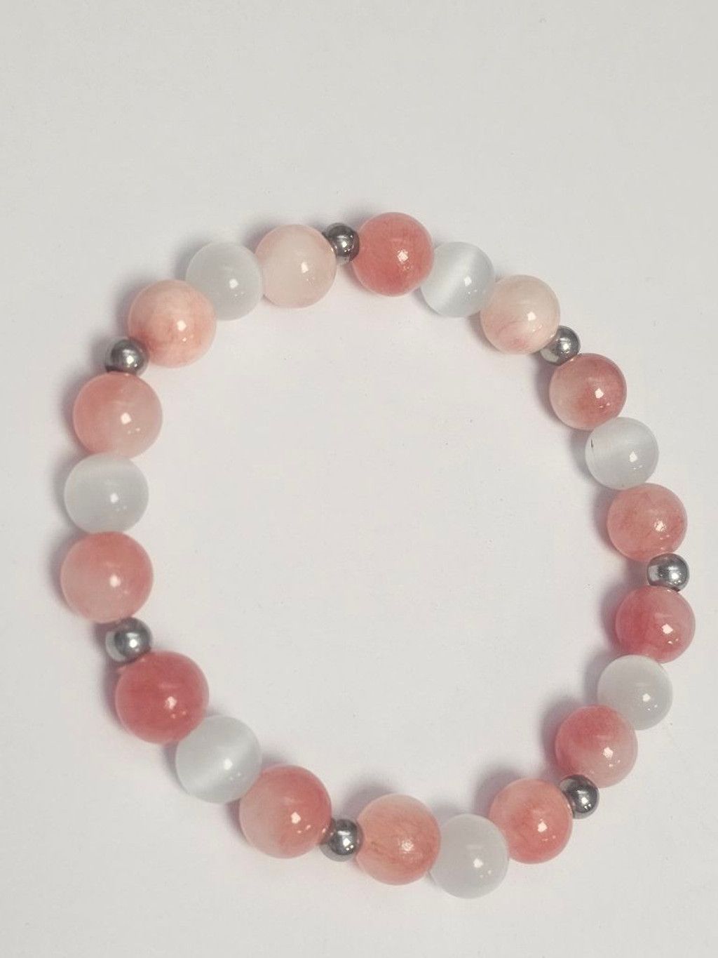 Handmade Natural Pink & White Persian Chalcedony & Selenite Gemstone Size ONE SIZE - 4 Thumbnail