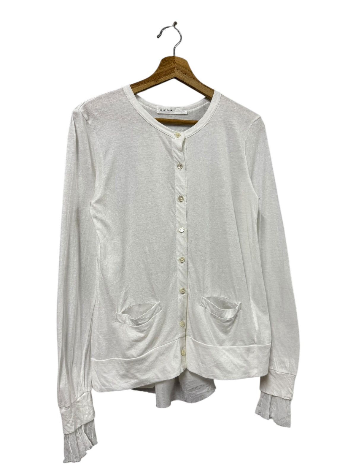 Sacai Sacai Luck White Cardigan Asymmetric Design Size US M / EU 48-50 / 2 - 5 Thumbnail