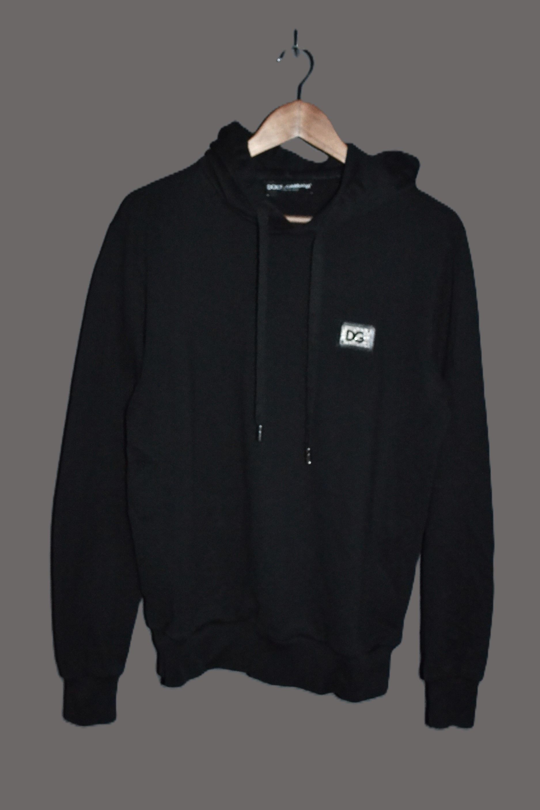 Dolce & Gabbana Dolce & Gabbana Black Cotton Hoodie DG Metal Plate Logo 48 M Size US M / EU 48-50 / 2 - 2 Thumbnail
