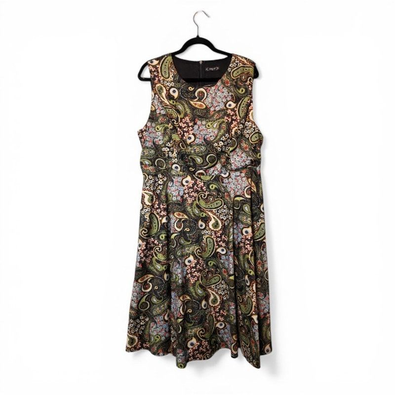 Other Enmain Plus Size 2XL Paisley Fit & Flare Dress with Pockets Size XXL / US 16-18 / IT 52-54 - 1 Thumbnail