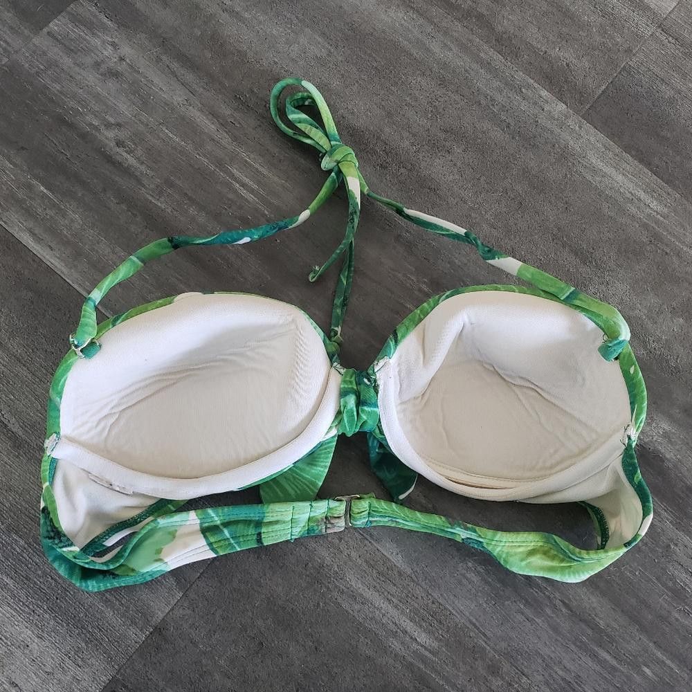 Designer Green Tropical Bustier Bikini Top Size ONE SIZE - 2 Thumbnail