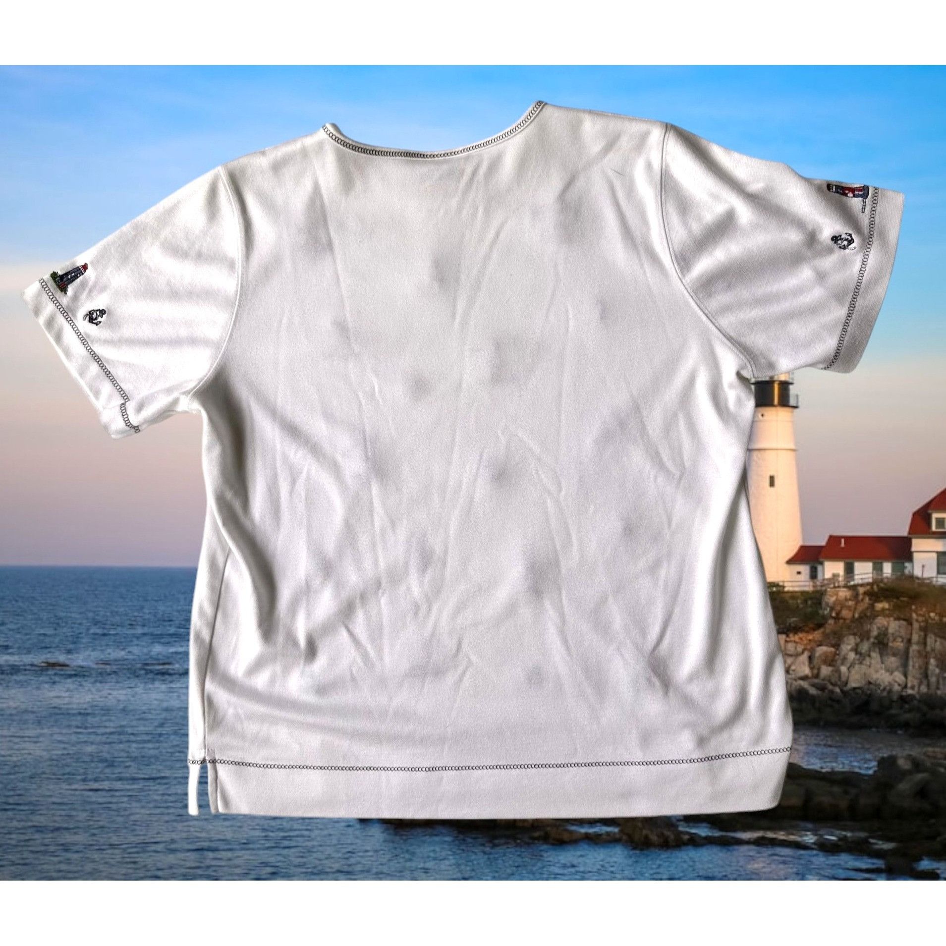 Vintage VTG Bonworth Nautical Top Medium? White LIghthouses Size M / US 6-8 / IT 42-44 - 10 Thumbnail
