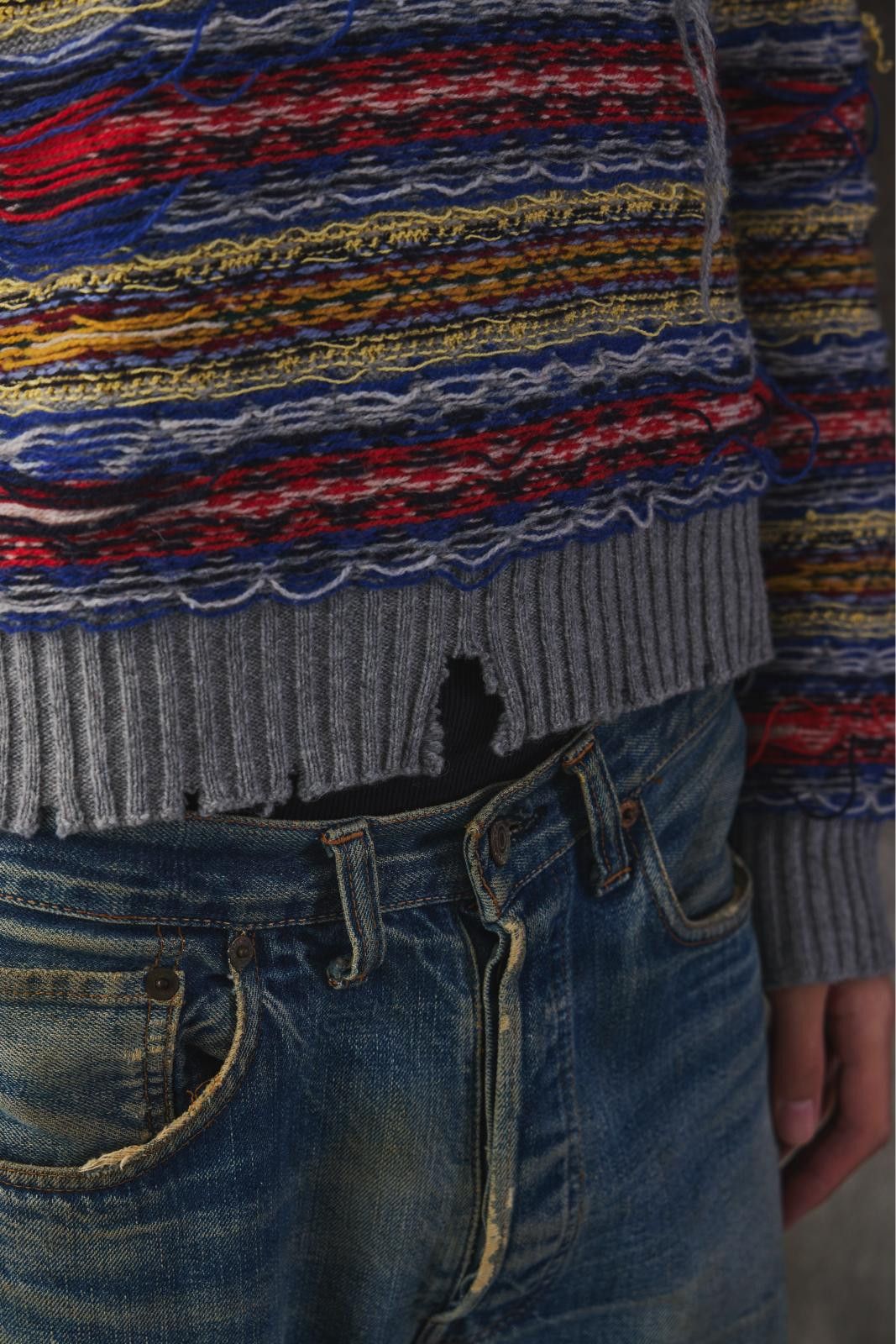 Maison Margiela Maison Margiela Distressed Multicolor Knit Sweater Size US M / EU 48-50 / 2 - 8 Thumbnail