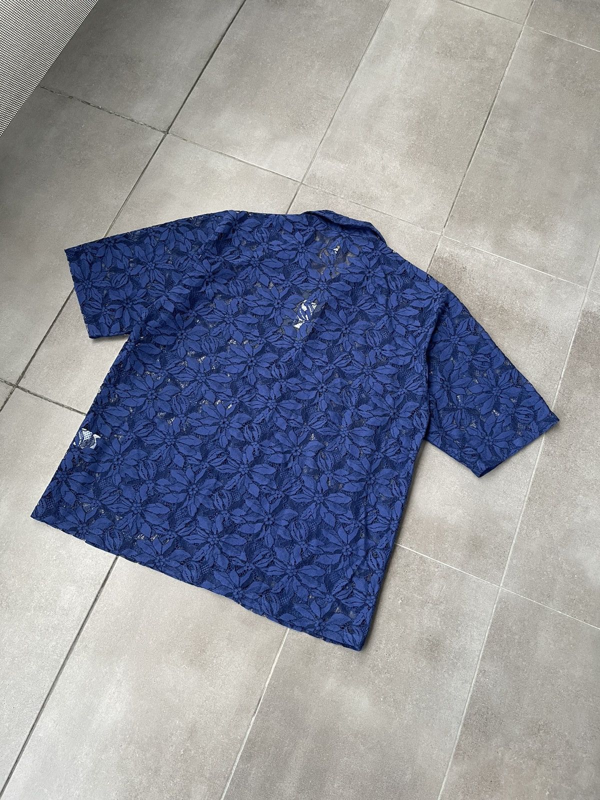 Needles !DS! SS23 Needles Cabana Lace Navy Short Sleeve Shirt Size US L / EU 52-54 / 3 - 15 Thumbnail