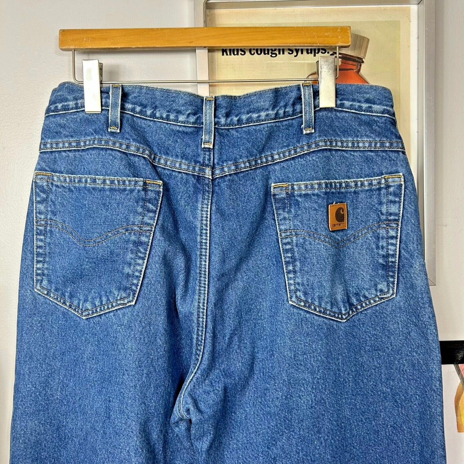 Carhartt Vintage 1990s Carhartt Fleece Lined Blue Jeans Size 36x32 Size US 36 / EU 52 - 3 Thumbnail