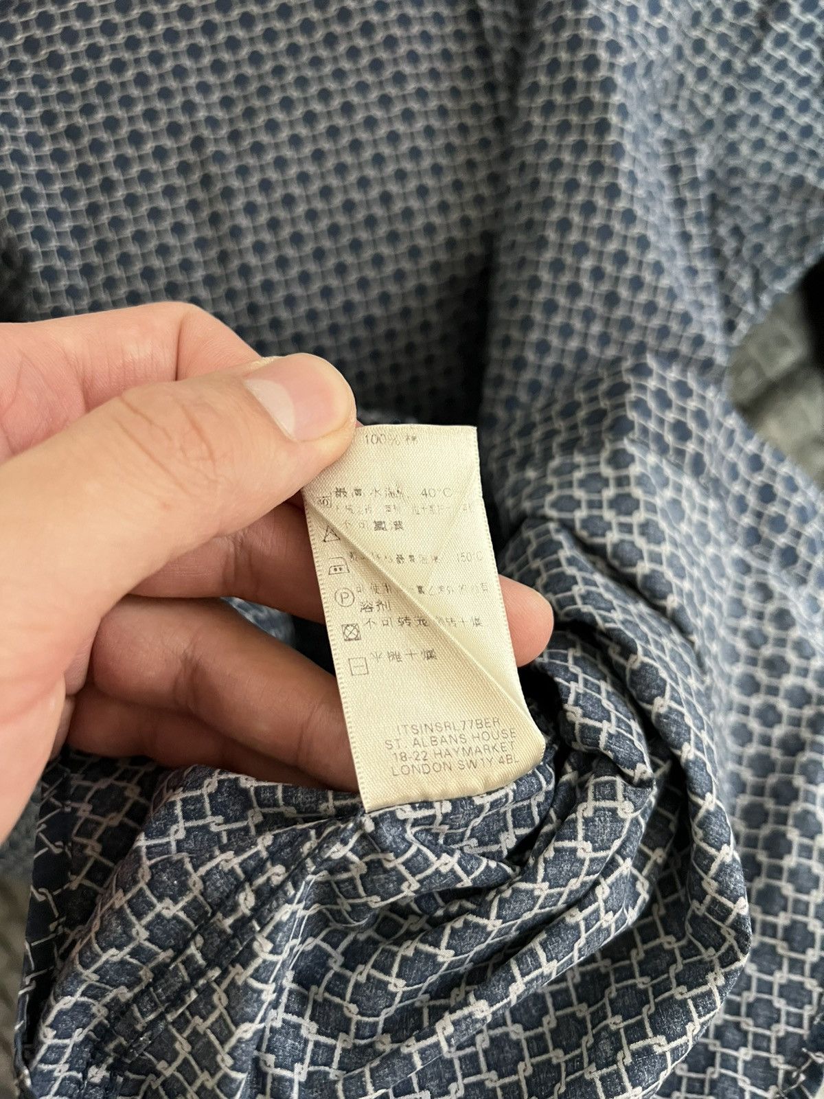 Burberry Burberry Long Sleeve Button Shirt Navy Plaid Monogram Print Size US M / EU 48-50 / 2 - 6 Thumbnail