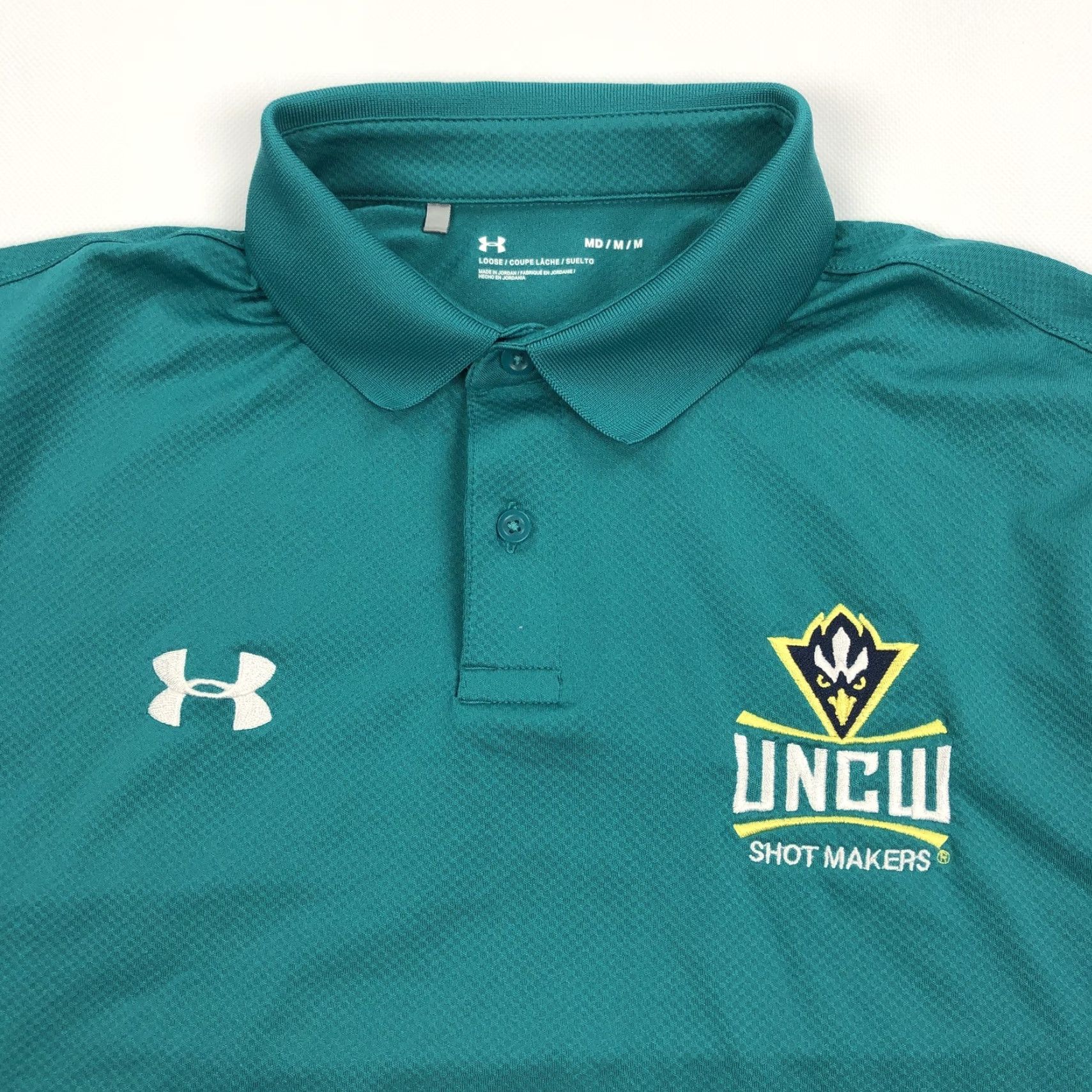 Under Armour Under Armour Polo Shirt UNCW Shot Makers Men's Teal Performance Dry Fit Short Sleeve Size M Loose Fit Size US M / EU 48-50 / 2 - 2 Thumbnail