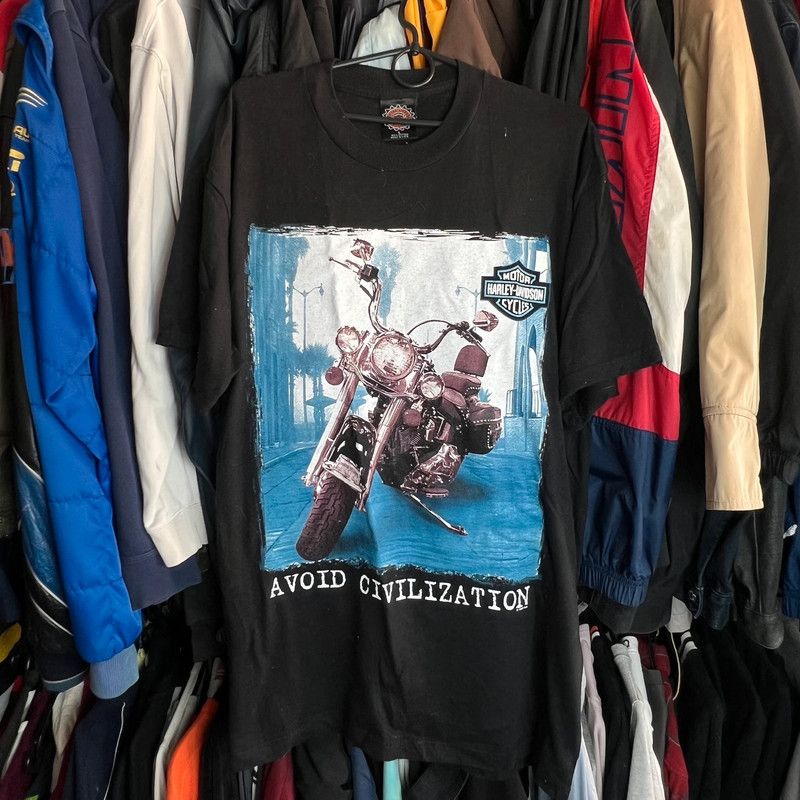tshirt harley Davidson L avoid civilization 1997 og