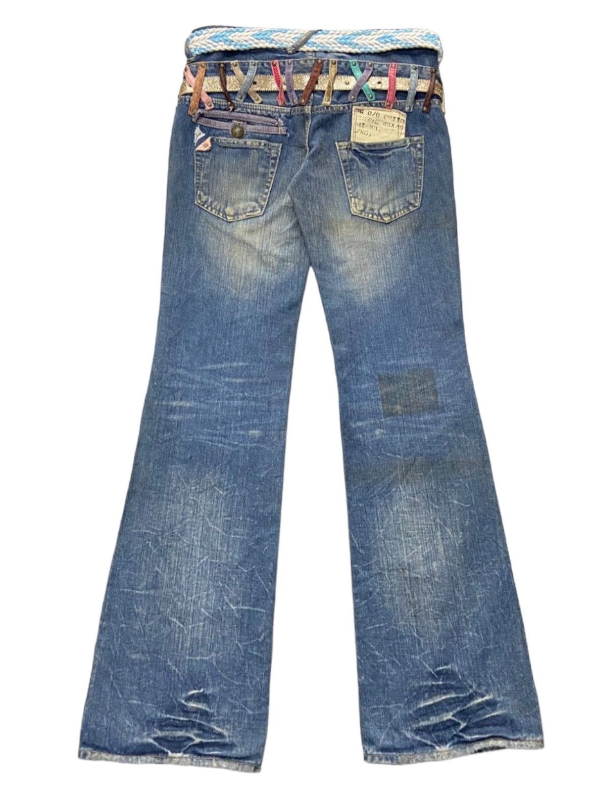 Japanese Brand × PPFM × Vintage Y2k Antgauge Japan Double Waist Flared Jeans Double Belt Size US 31 - 2 Thumbnail