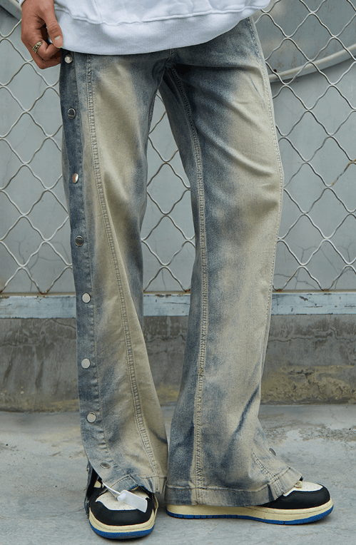 Japanese Brand × Jean Men's trendy side buttoned casual distressed jeans Size US 32 / EU 48 - 4 Thumbnail