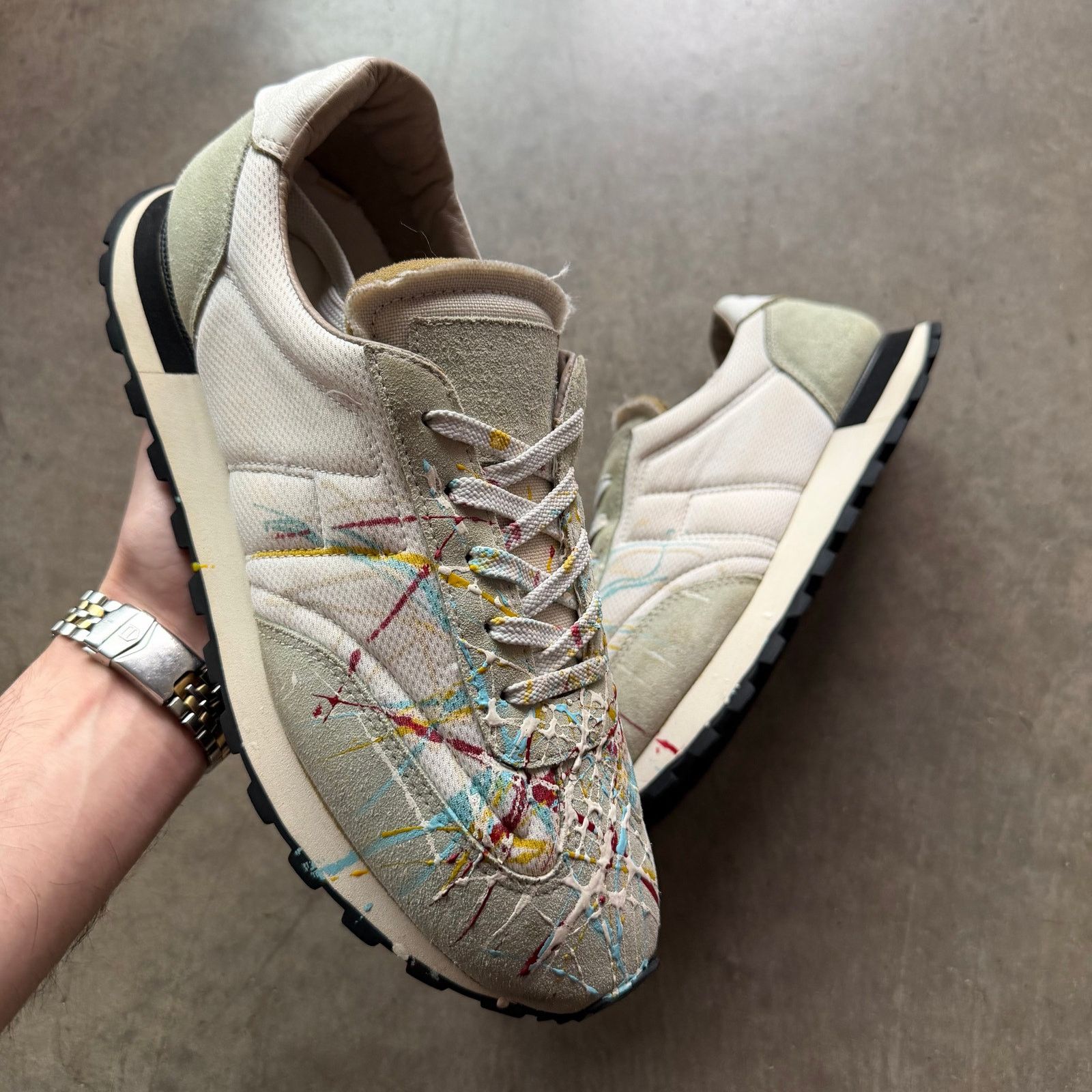 Maison Margiela Maison Margiela Panelled Retro Runner Splatter Sneakers Size US 8 / EU 41 - 1 Thumbnail