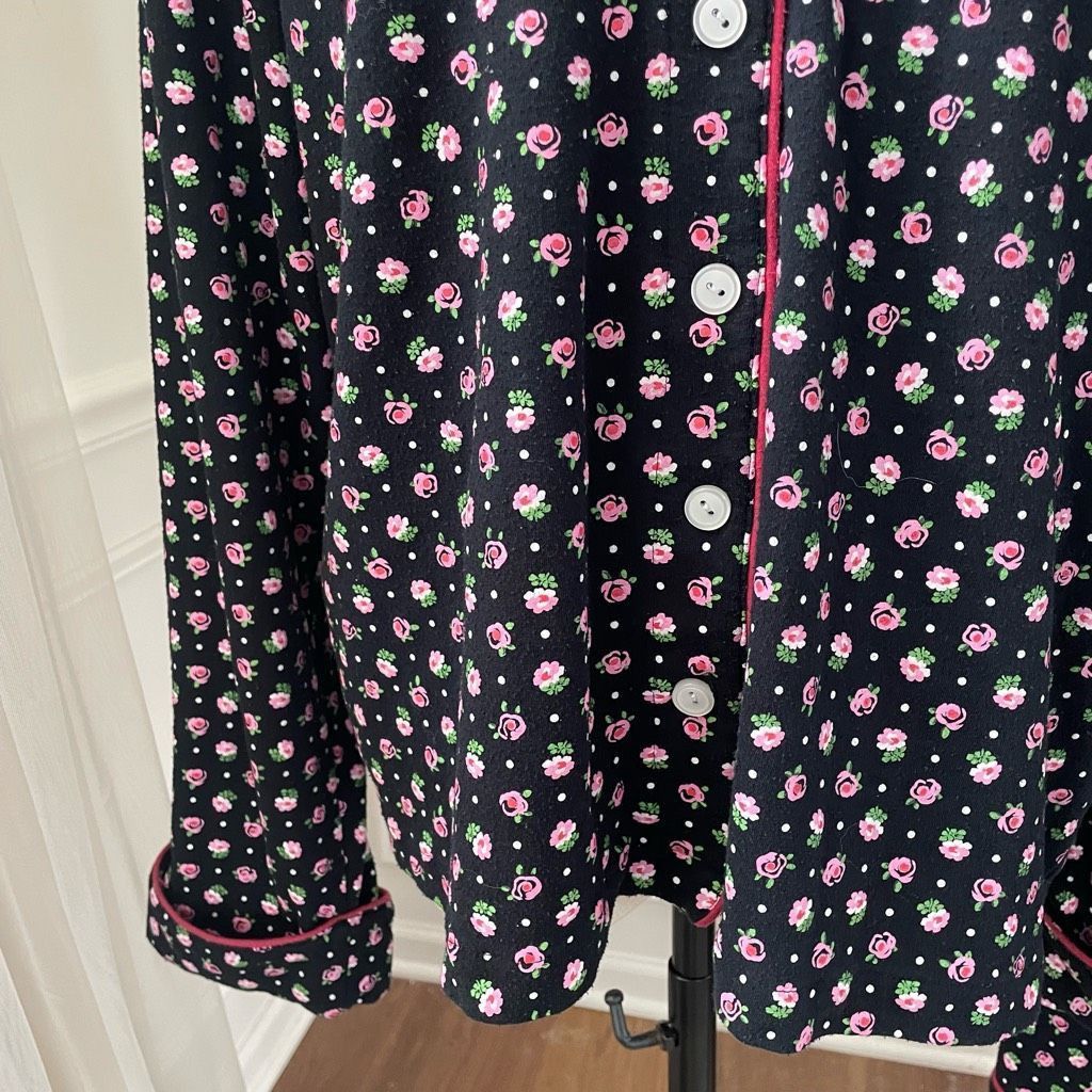 Lucky Brand Lucky Brand Women’s 2pc Long Pajama Set Black Pink L Size ONE SIZE - 4 Thumbnail