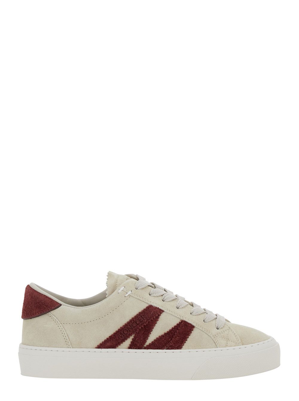 Moncler White Low Top Sneakers with Logo Detail on the Side and Logo Patch on the Tongue in Leather Woman Size US 7 / IT 37 - 1 Thumbnail
