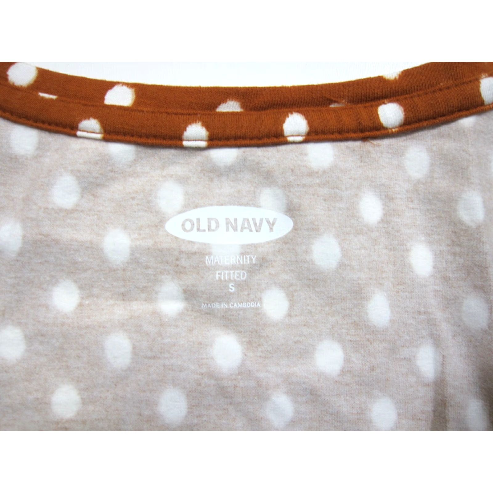 Old Navy Old Navy Maternity Brown White Polka Dot Long Sleeve Ruched Dress Women Size S Size S / US 4 / IT 40 - 3 Thumbnail