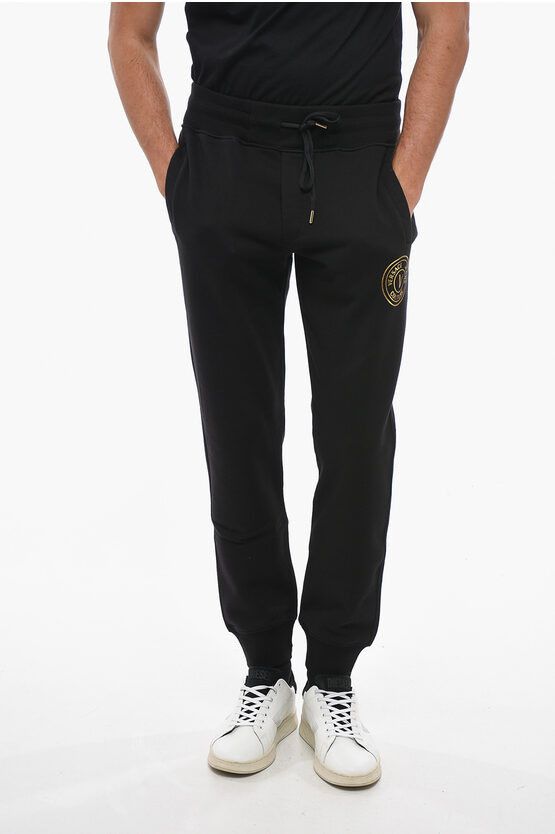 image of Versace Og1Mm0524 Couture Cotton Sweatpants In Black, Men's (Size 38)