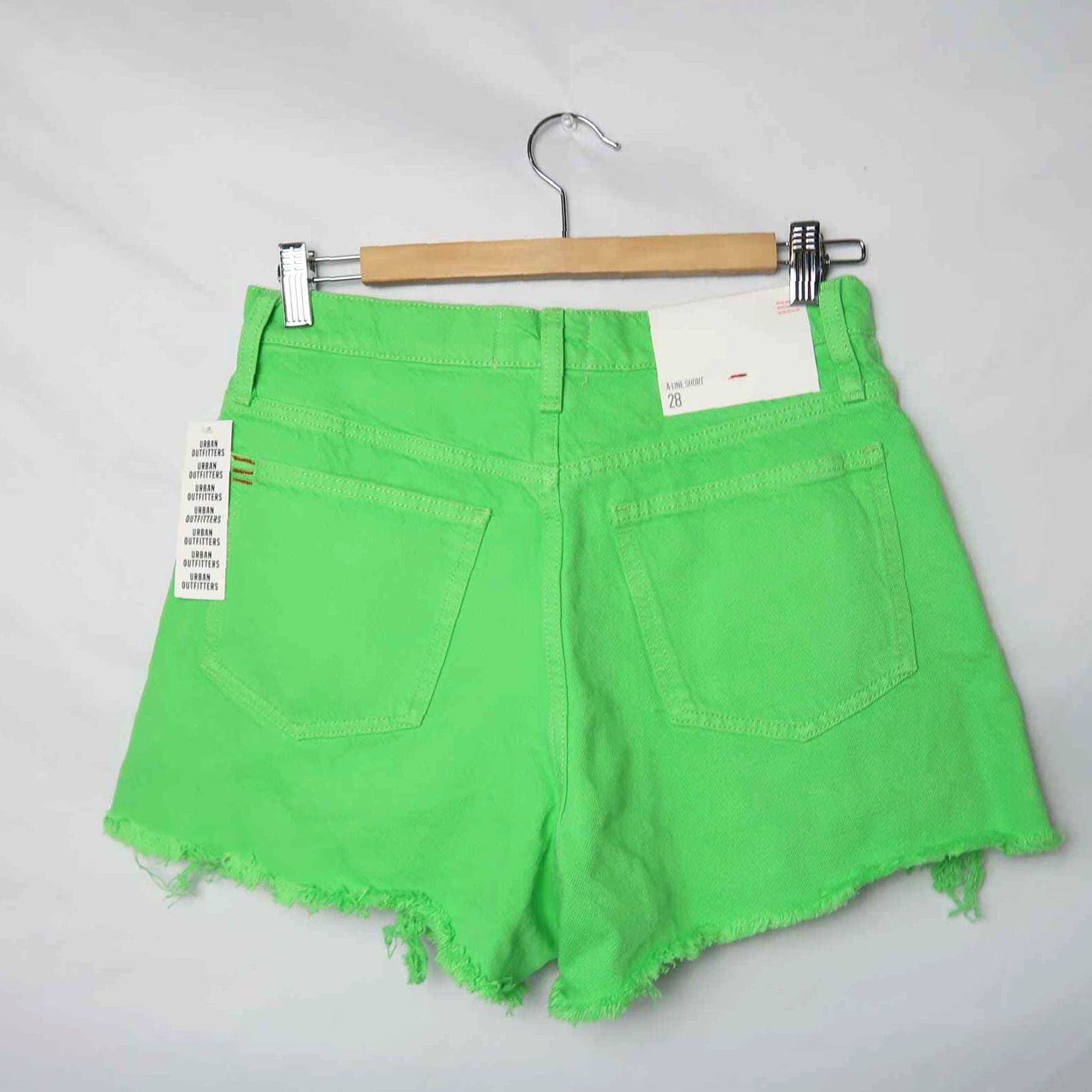 Bdg BDG Urban Outfitters Neon Green Distressed Denim Cut-Off Shorts 28 Women Green Neon 90s/2000s Womens Size 28" / US 6 / IT 42 - 4 Thumbnail