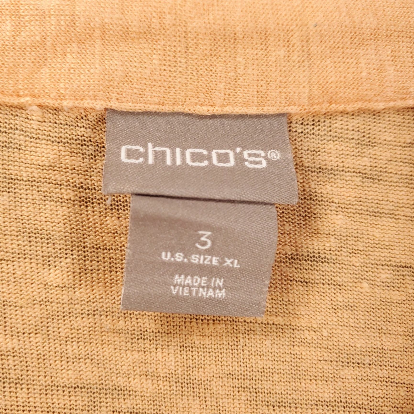 Vintage CHICOS Blouse Shirt Linen V-Neck Short Sleeve XL Womens Peach Orange Sheer Lightweight 1/4 Button Beach Modern Cute Size XL / US 12-14 / IT 48-50 - 5 Thumbnail