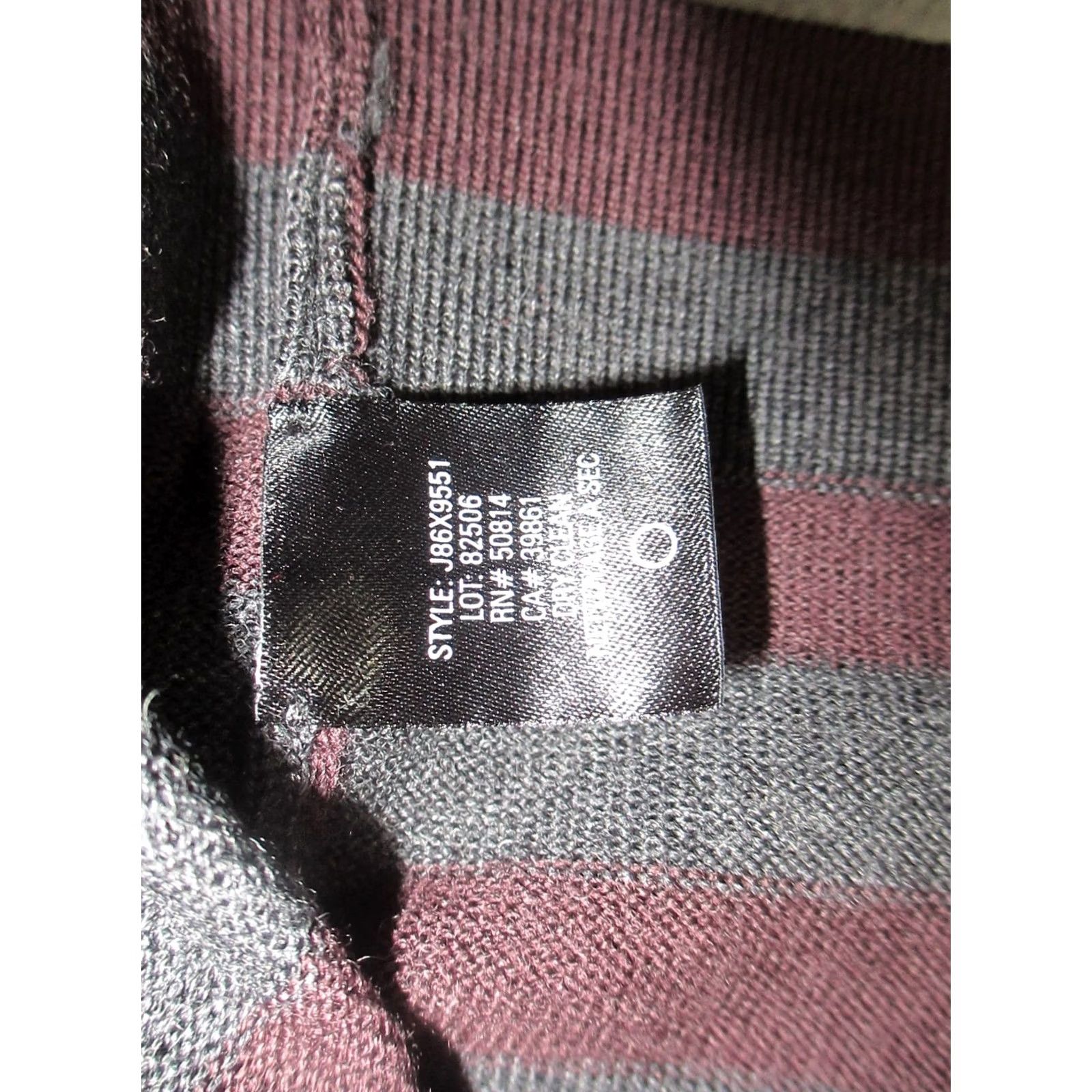 Elie Tahari Elie Tahari Benton Sweater Mens M Gray Maroon Striped Merino Wool V-Neck Pullover Knit Pattern Logo Long Sleeve Regular Fit Casual Winter Fall Mens Size US M / EU 48-50 / 2 - 4 Thumbnail