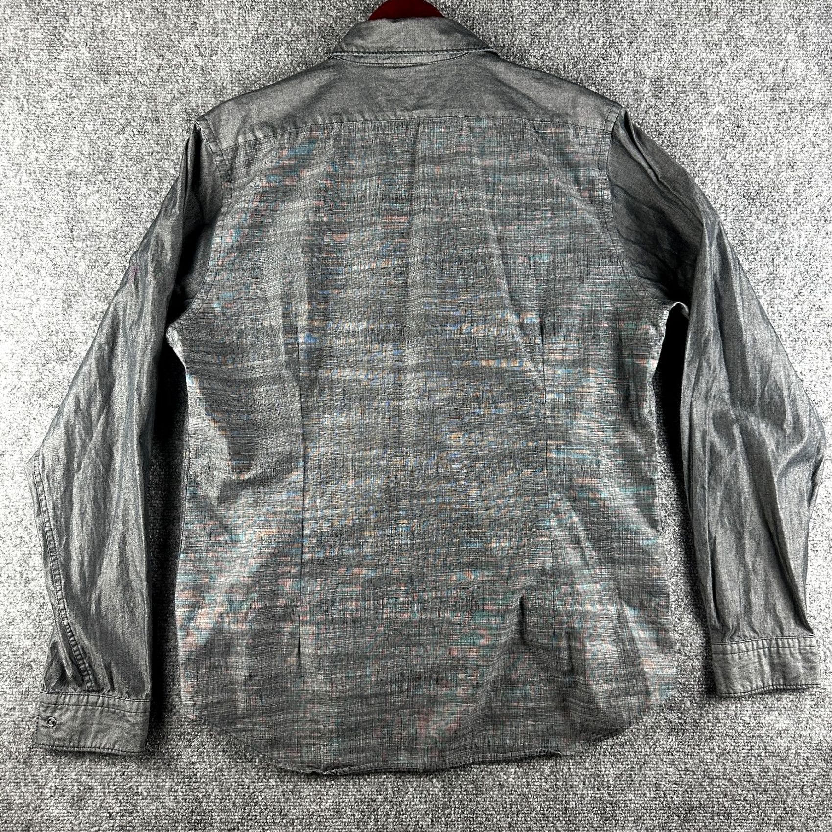 Express Express Shirt Mens Large Fitted Snap Up Western Style Gray Cotton Pockets Size US L / EU 52-54 / 3 - 7 Thumbnail