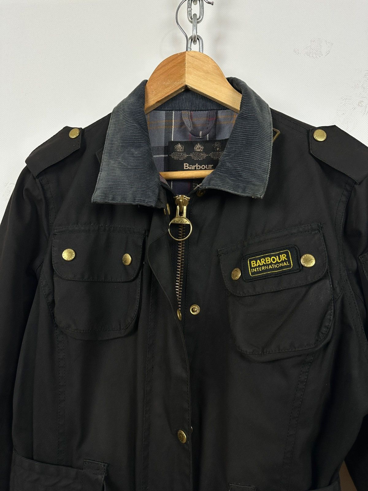 Barbour Barbour International Utility Black Waxed Motorcycle Jacket Size L / US 10 / IT 46 - 16 Thumbnail
