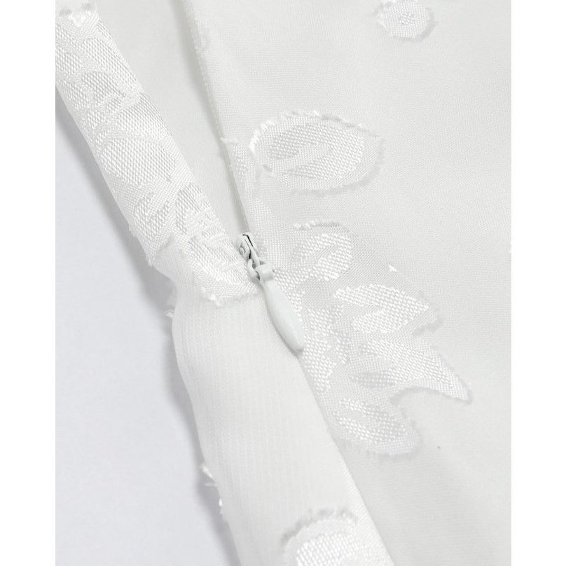 Cider White Floral Jacquard Short Sleeve Square Neck Mini Dress Size XXS / US 00 / IT 34 - 7 Thumbnail