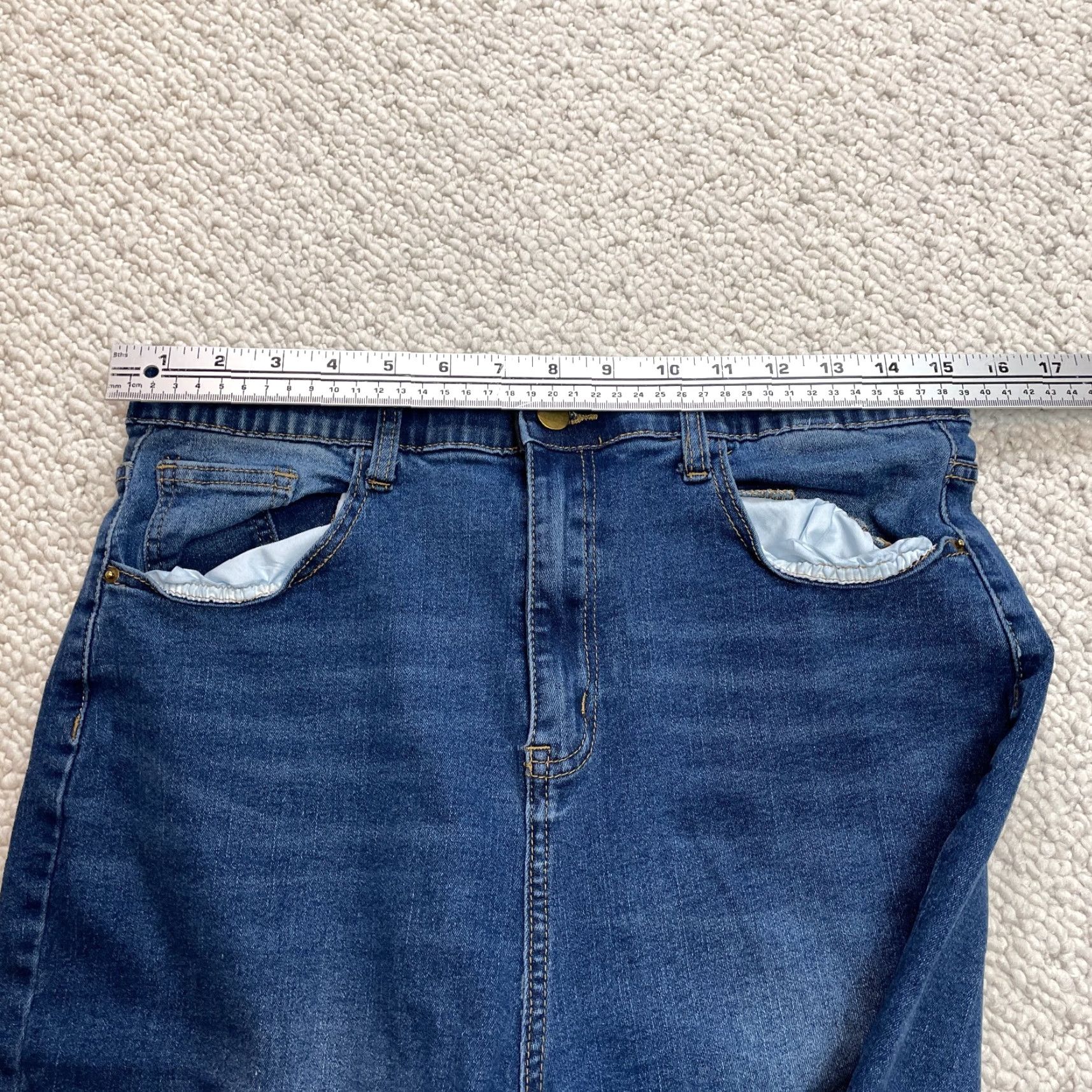 Shein Shein Jeans Womens XL Curve Blue Denim Dark Wash High Rise Leg Zip 31x26 Size 40" / US 18 - 5 Thumbnail