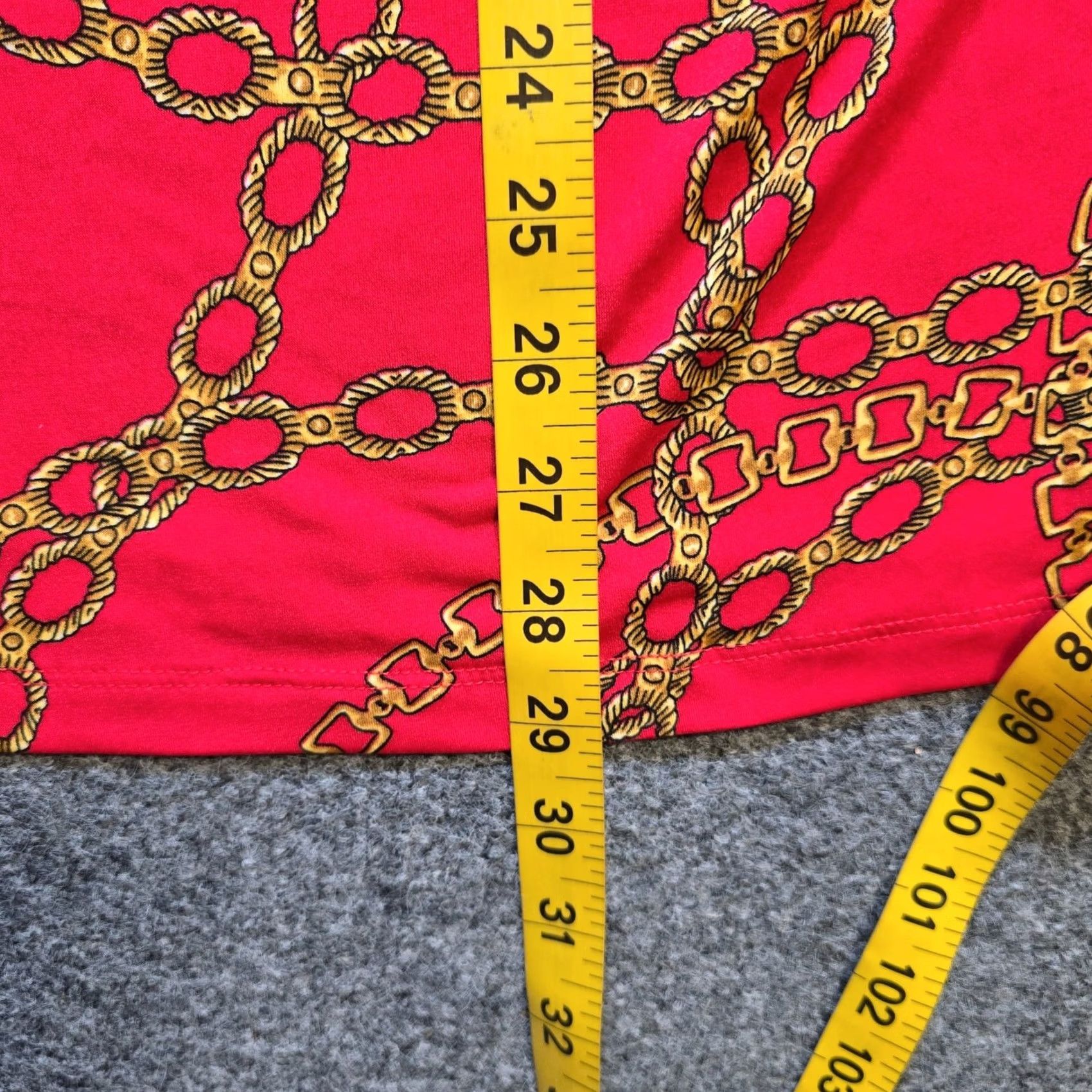 Vintage Susan Graver Top Womens 2X Red Yellow Chains Cowl Neck Blouse Geometric Knit 3/4 Sleeve Stretchy Plus Size Adult Womens Size XXL / US 16-18 / IT 52-54 - 6 Thumbnail