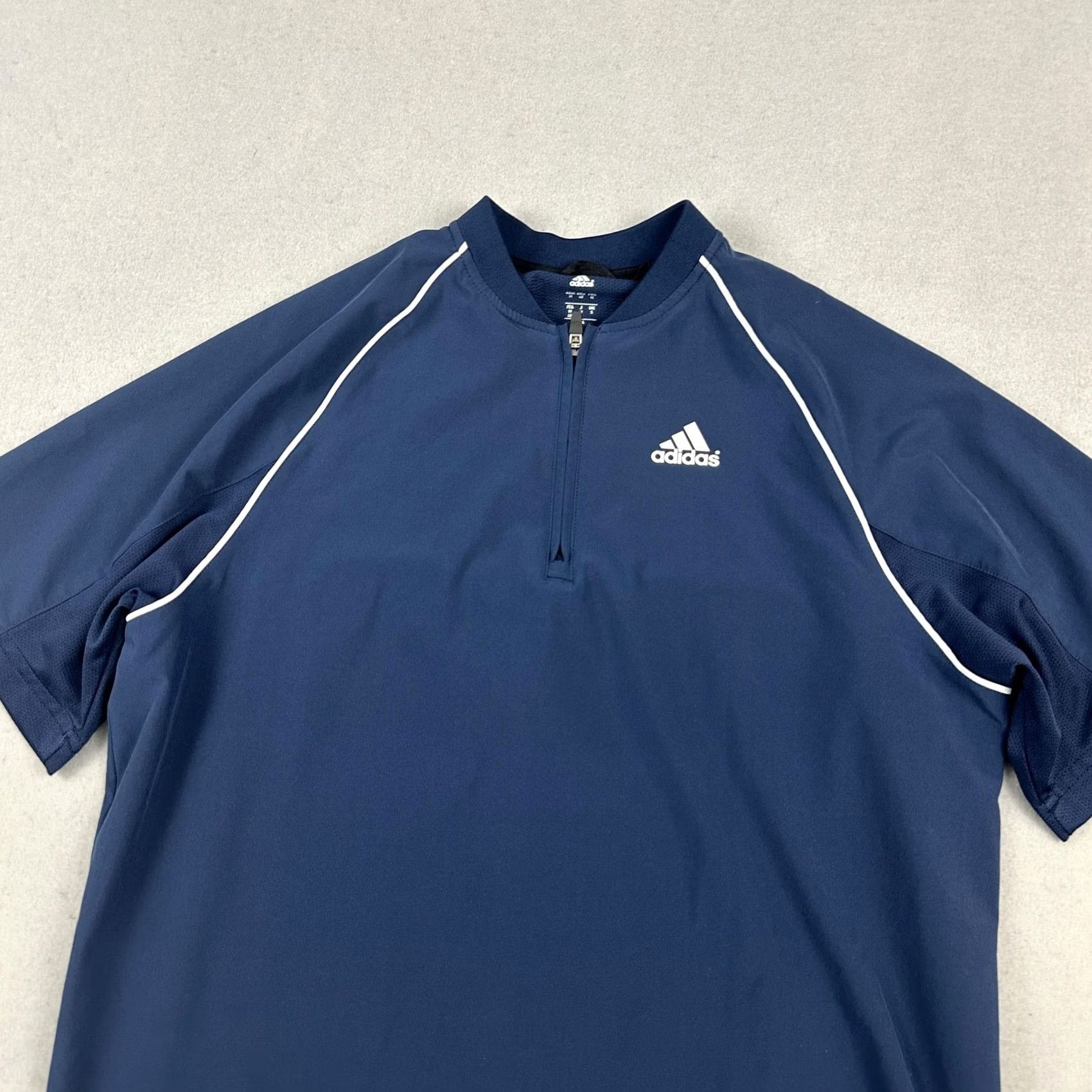 Adidas Adidas Shirt Men Small Blue Quarter Zip Mock Neck Short Sleeve Golf Performance Size US S / EU 44-46 / 1 - 2 Thumbnail