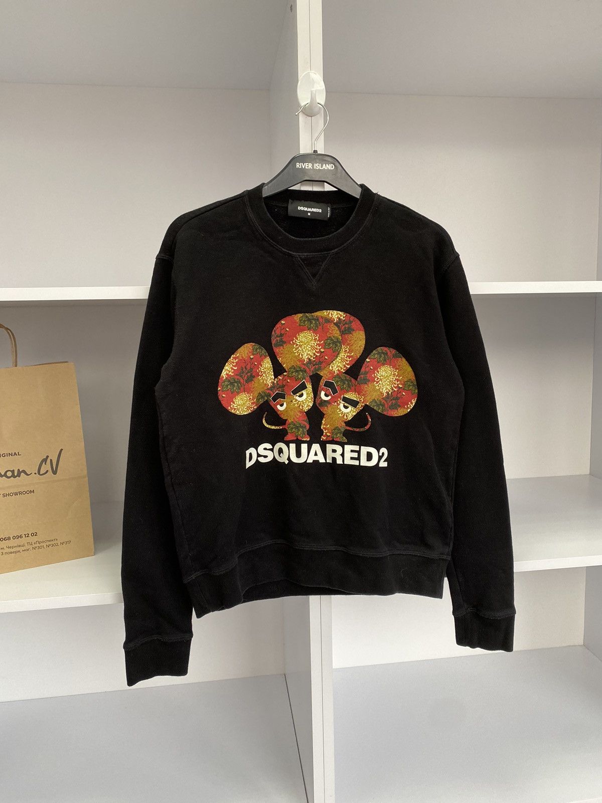 Dsquared2 × Vintage Vintage Dsquared2 Black Mouse Cool Fit Sweatshirt Size US M / EU 48-50 / 2 - 4 Thumbnail