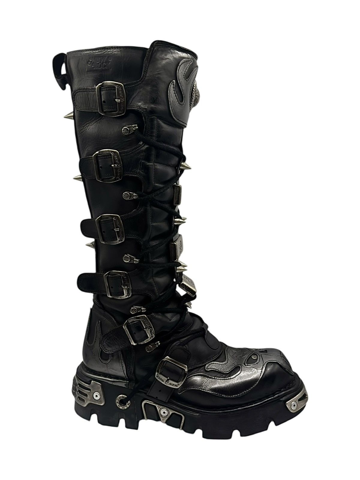 Vintage New Rock Knee High Demon Reactor Boots Size 42 in Black, Men's (Size 9) — image 6 of 6