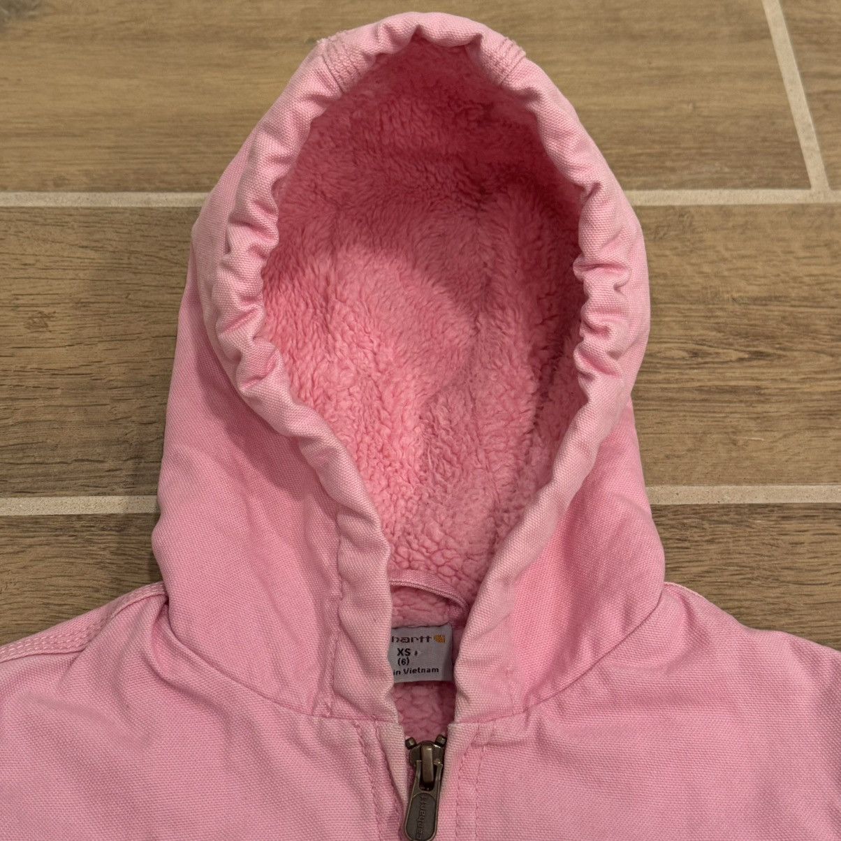 Carhartt × Carhartt Wip × Vintage Pink Carhartt Canvas Sherpa Lined Coat Jacket Youth XS (6) Size XXS / US 00 / IT 34 - 5 Thumbnail