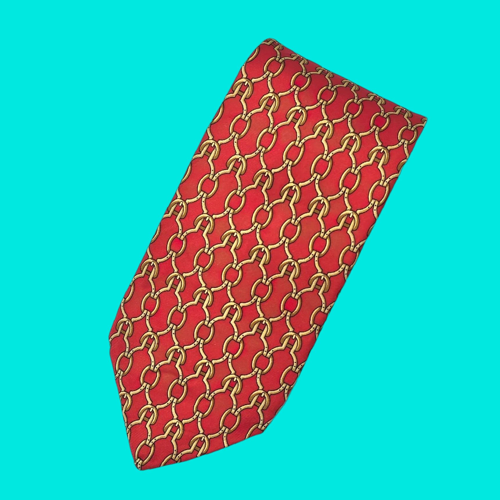 Brooks Brothers VTG Brooks Brothers Equestrian Bit Silk Tie Men’s Necktie Designer USA Red 56 1/2" x 3 3/4" Silk Geometric Tie Shirt?? Size ONE SIZE - 1 Thumbnail