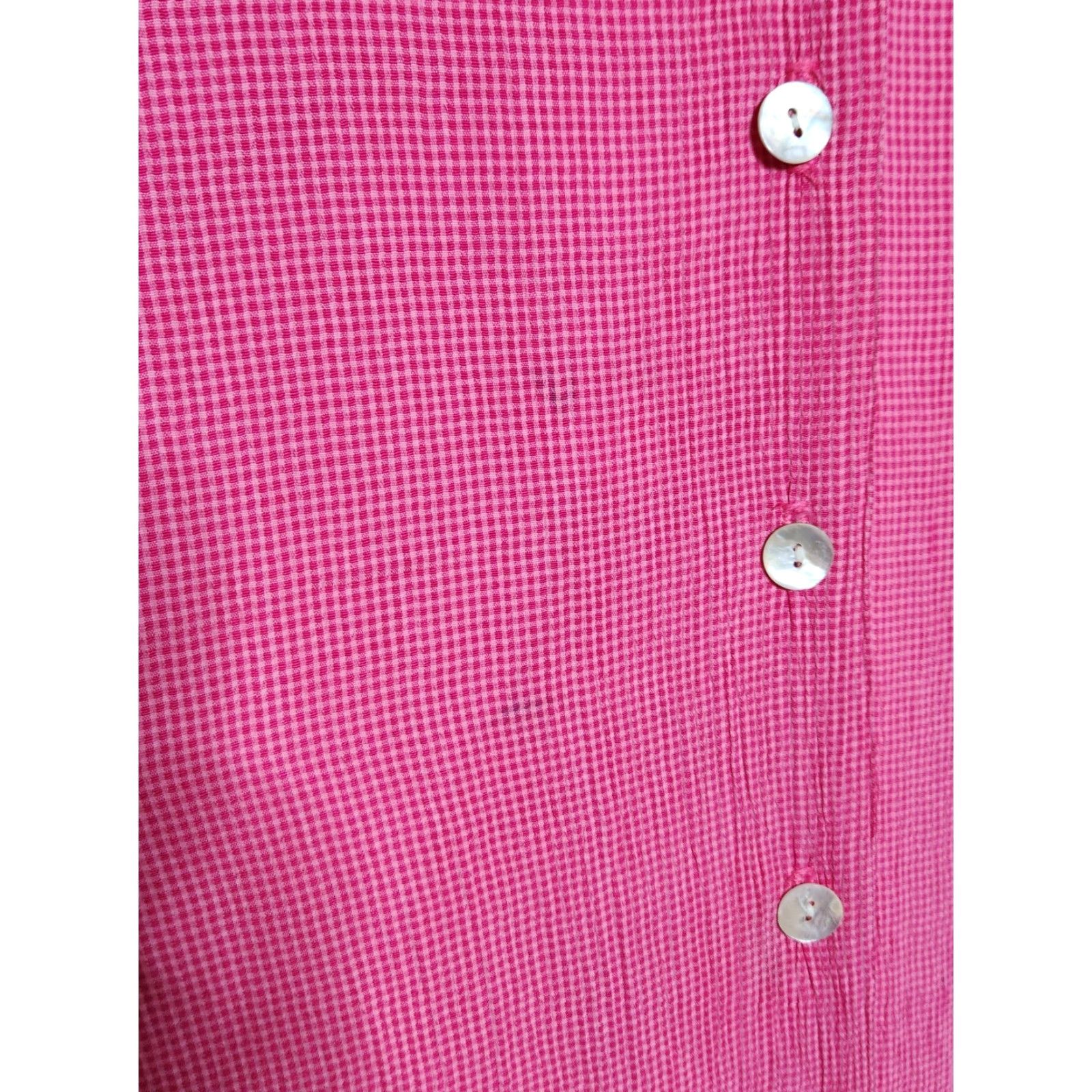 Talbots Talbots Womens Dress Button Front Maxi Gingham Short Sleeve Shoulder Pads Pink 8 Size 30" / US 8 / IT 44 - 5 Thumbnail