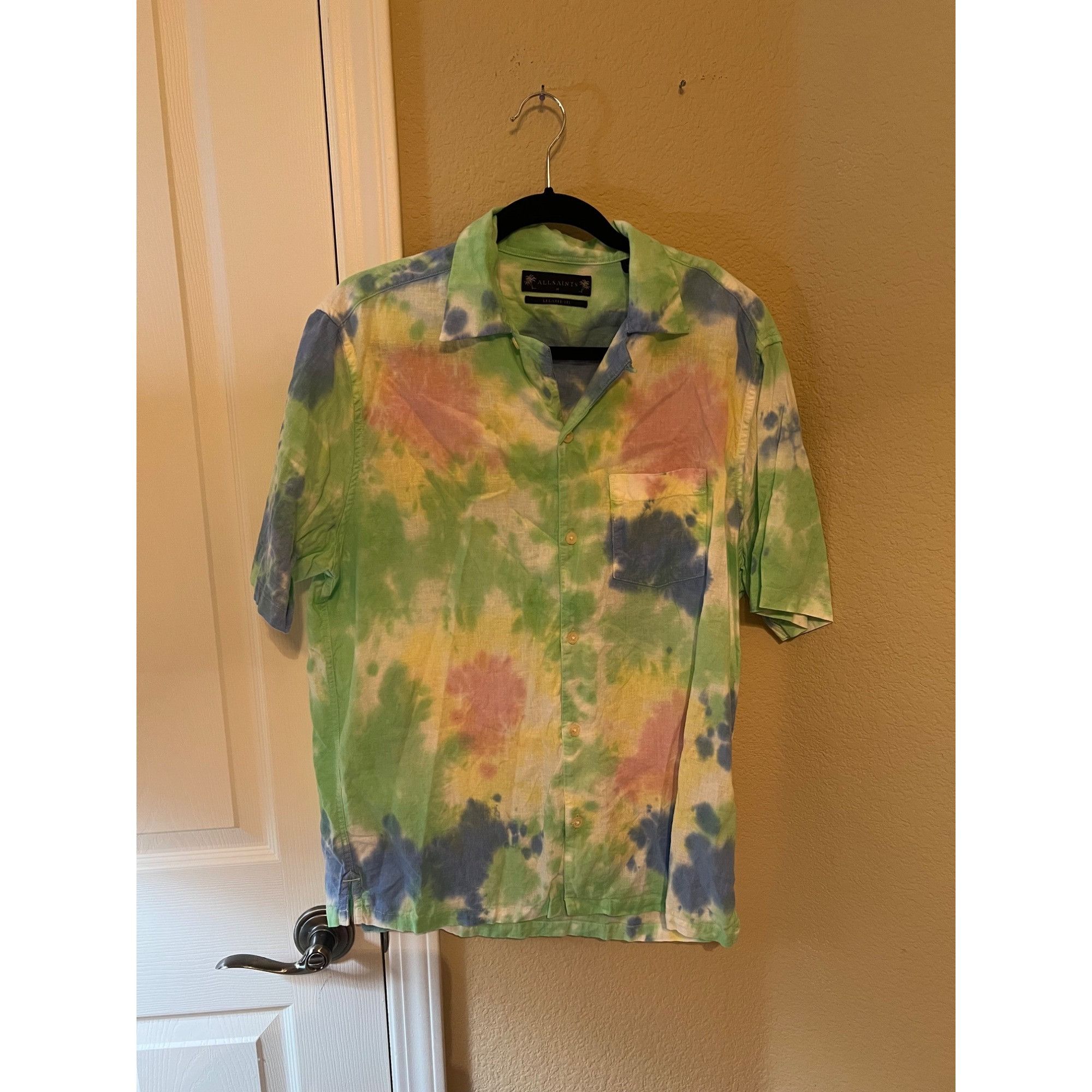 Allsaints Allsaints Pilar Tie Dye Linen Blend Camp Shirt - Size m Size US M / EU 48-50 / 2 - 2 Thumbnail