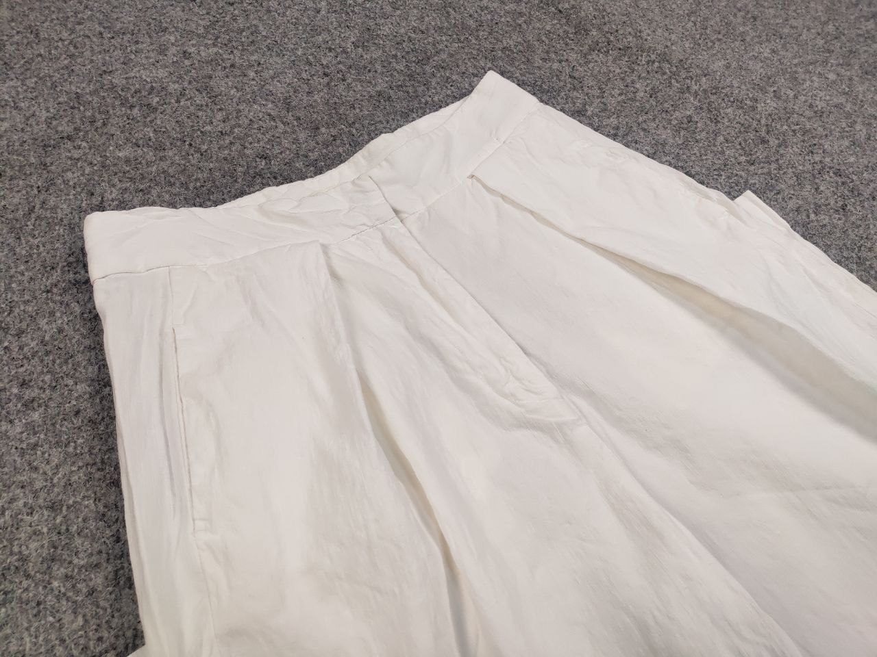 Designer Tela Design Regular White Linen blend Solid Trouser Pants Size 30" / US 8 / IT 44 - 9 Thumbnail