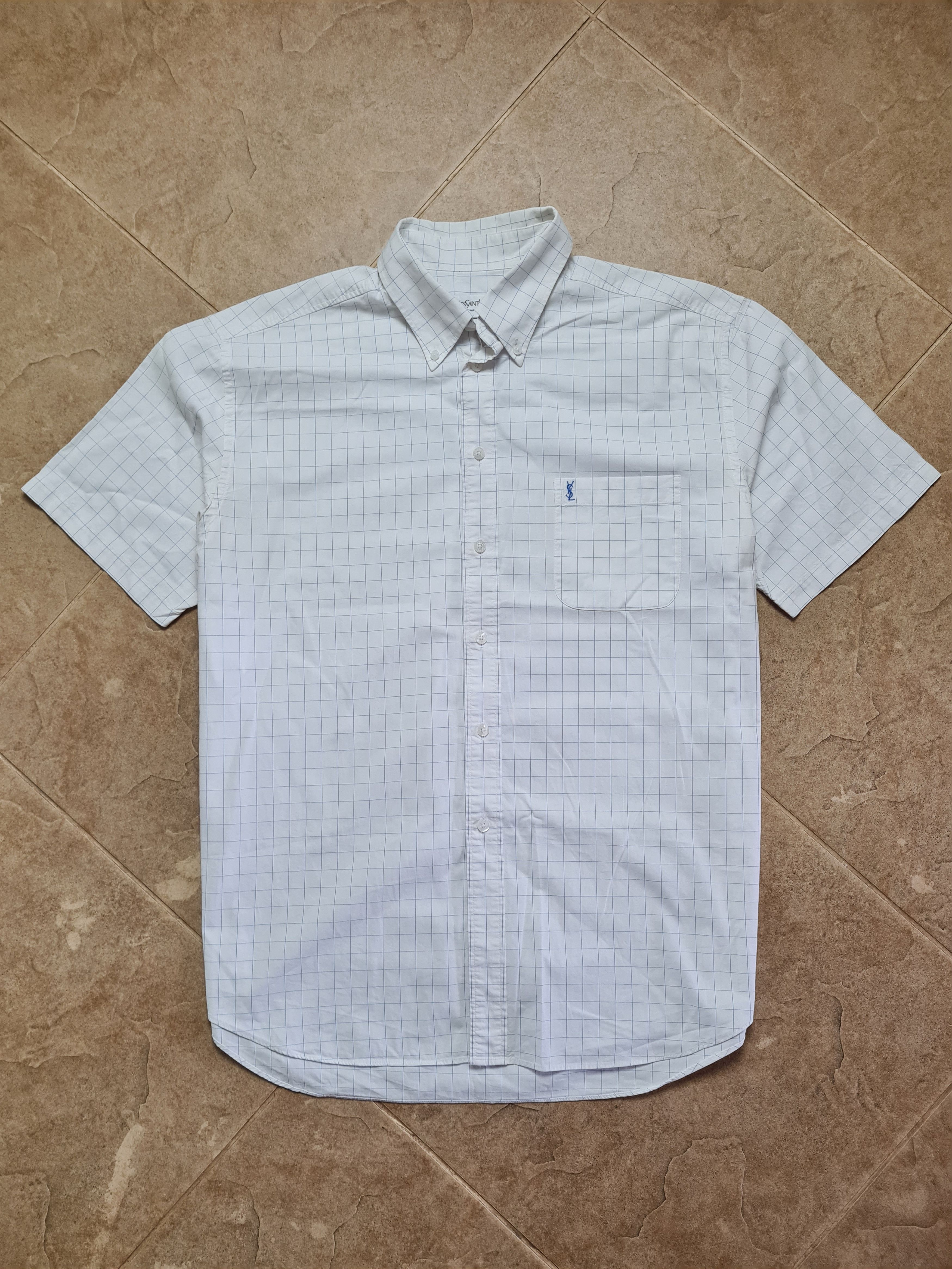 Yves Saint Laurent Yves Saint Laurent YSL Short Sleeve Plaid Check Shirt White Size US L / EU 52-54 / 3 - 1 Thumbnail