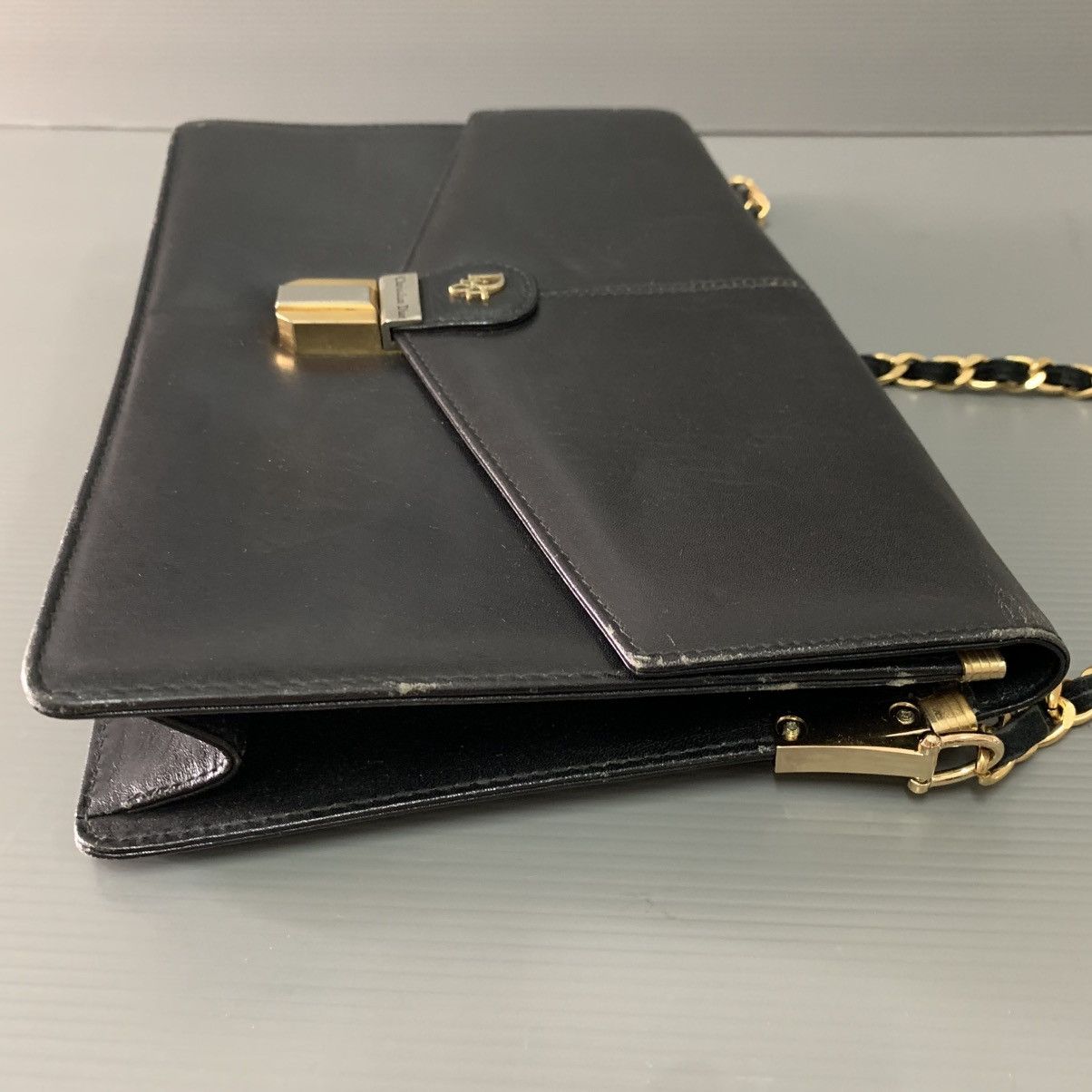 Christian Dior Monsieur Christian Dior Black Leather Vintage Chain Bag Size ONE SIZE - 7 Thumbnail