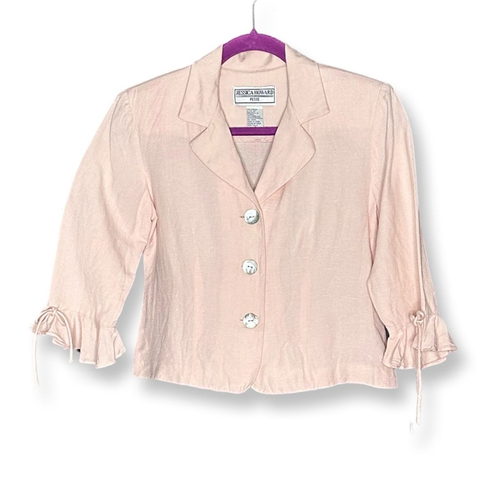 Vintage Jessica Howard Vintage Light Pink Linen Blouse And Dress Size S / US 4 / IT 40 - 4 Thumbnail