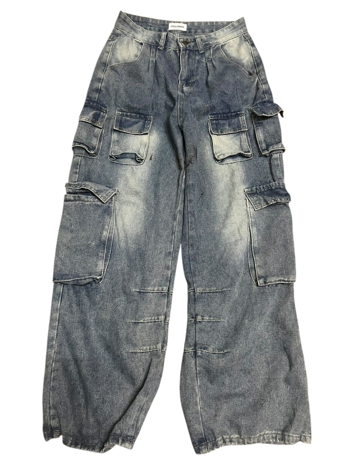 Japanese Brand Crazy Rare Followin Seoul Rusty mud Baggy Cargo Denim Pants Size 26" / US 2 / IT 38 - 1 Thumbnail