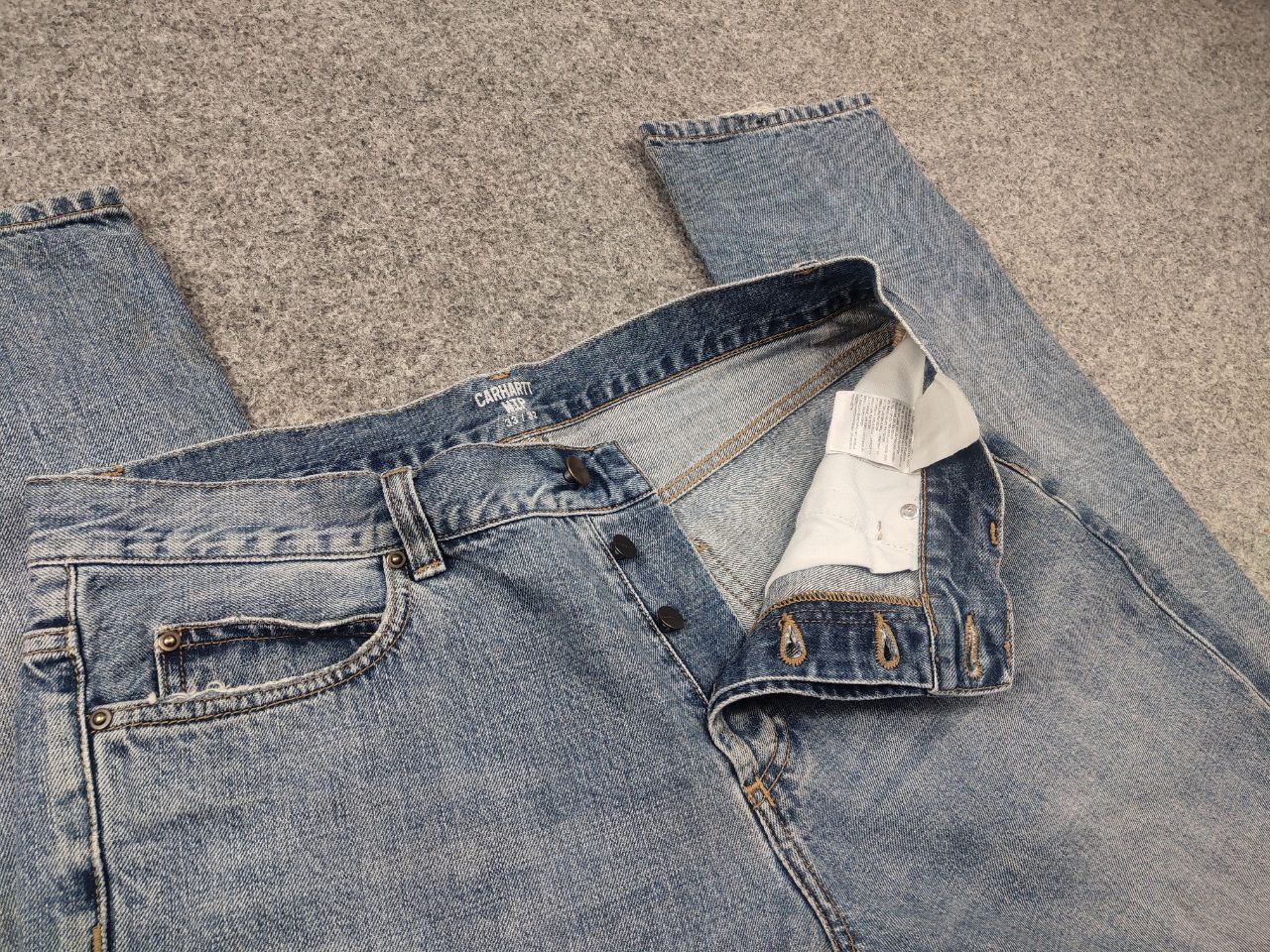 Carhartt Carhartt Wip Bexar Denim Faded Straight Jeans Vintage Style Size US 33 - 8 Thumbnail