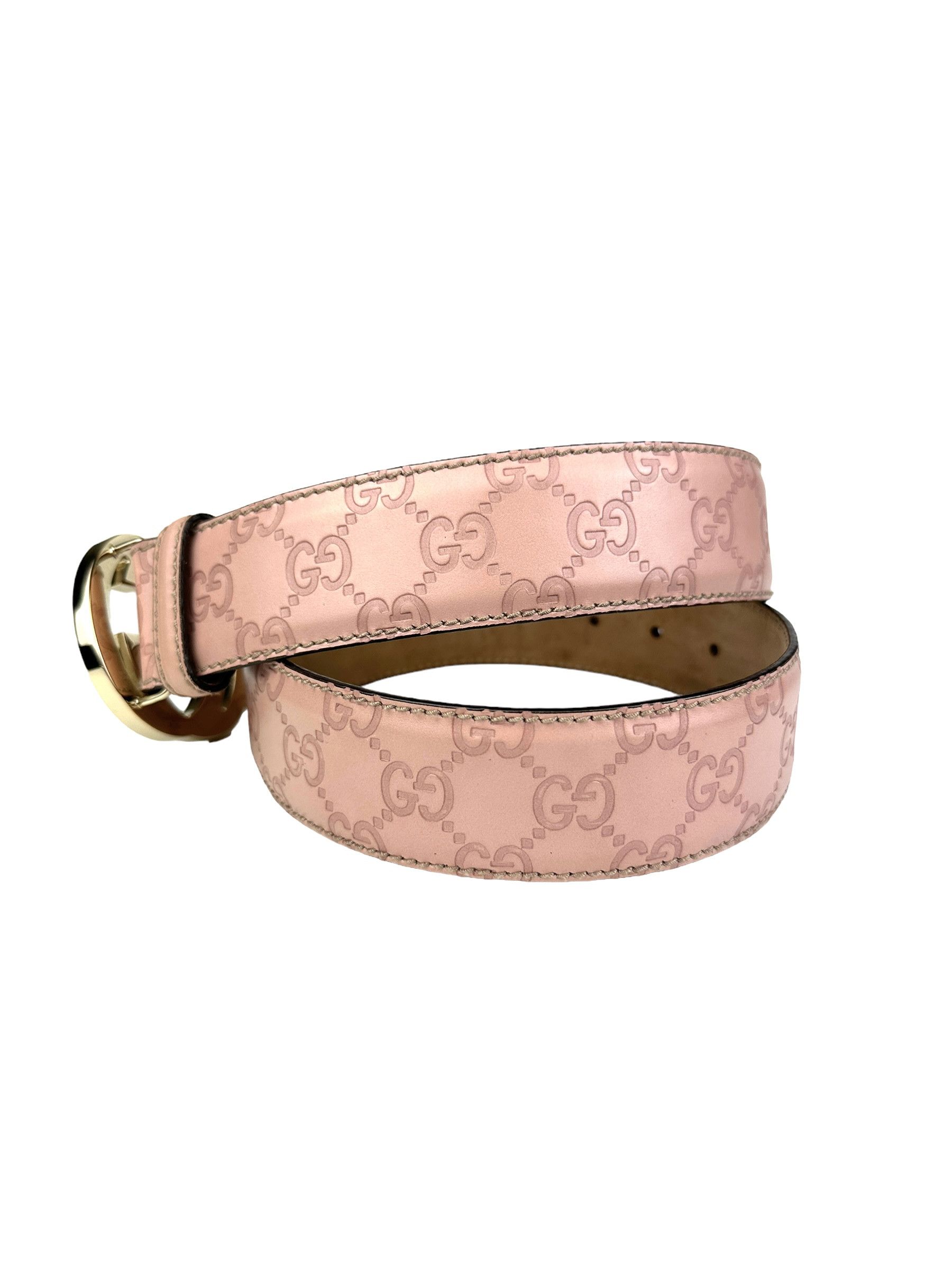 Gucci Gucci Pink Monogram Embossed GG Oversized Logo Belt Size ONE SIZE - 2 Thumbnail