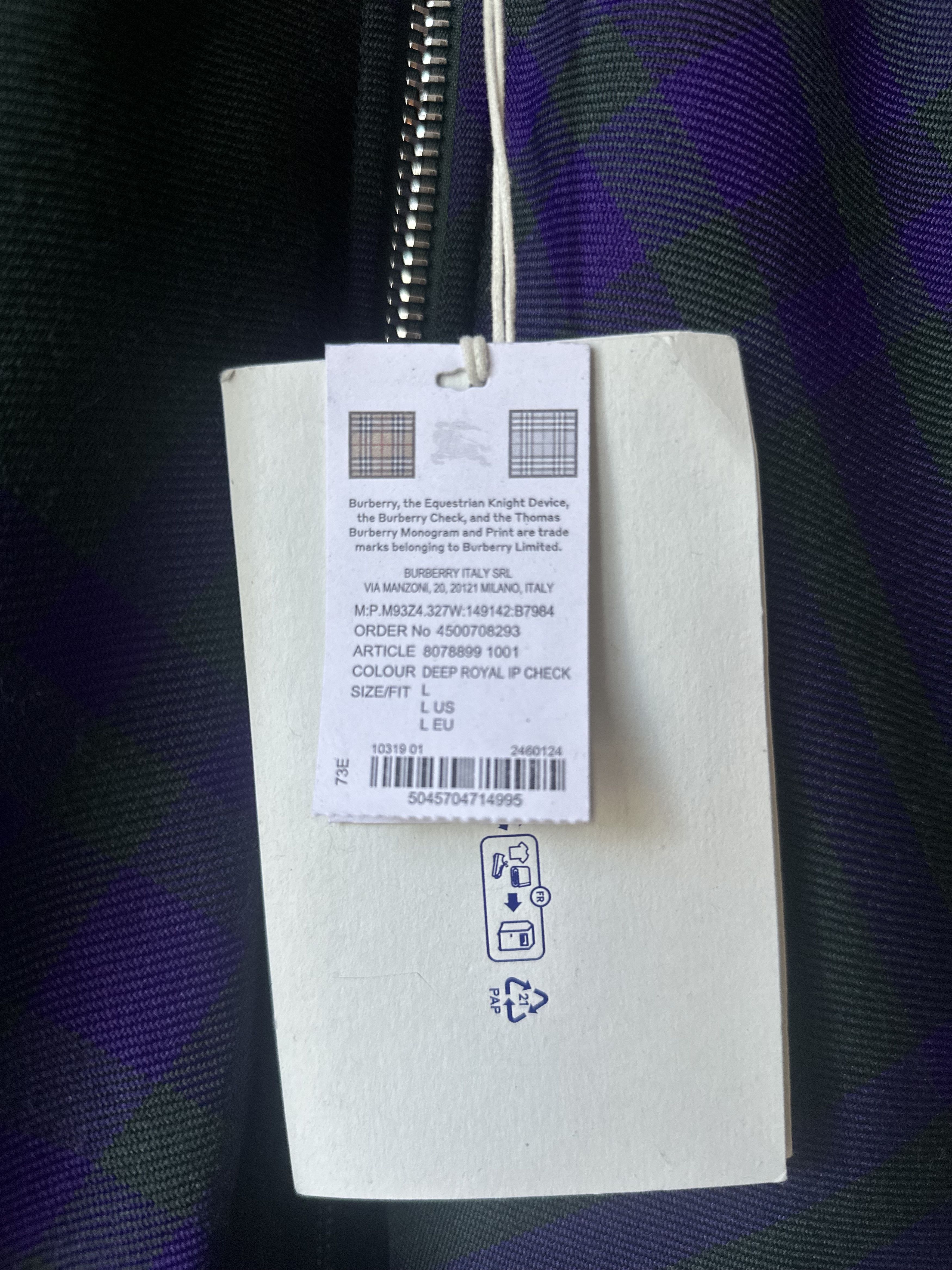 Burberry Burberry Green Check Reversible Bomber Jacket Size US L / EU 52-54 / 3 - 6 Thumbnail