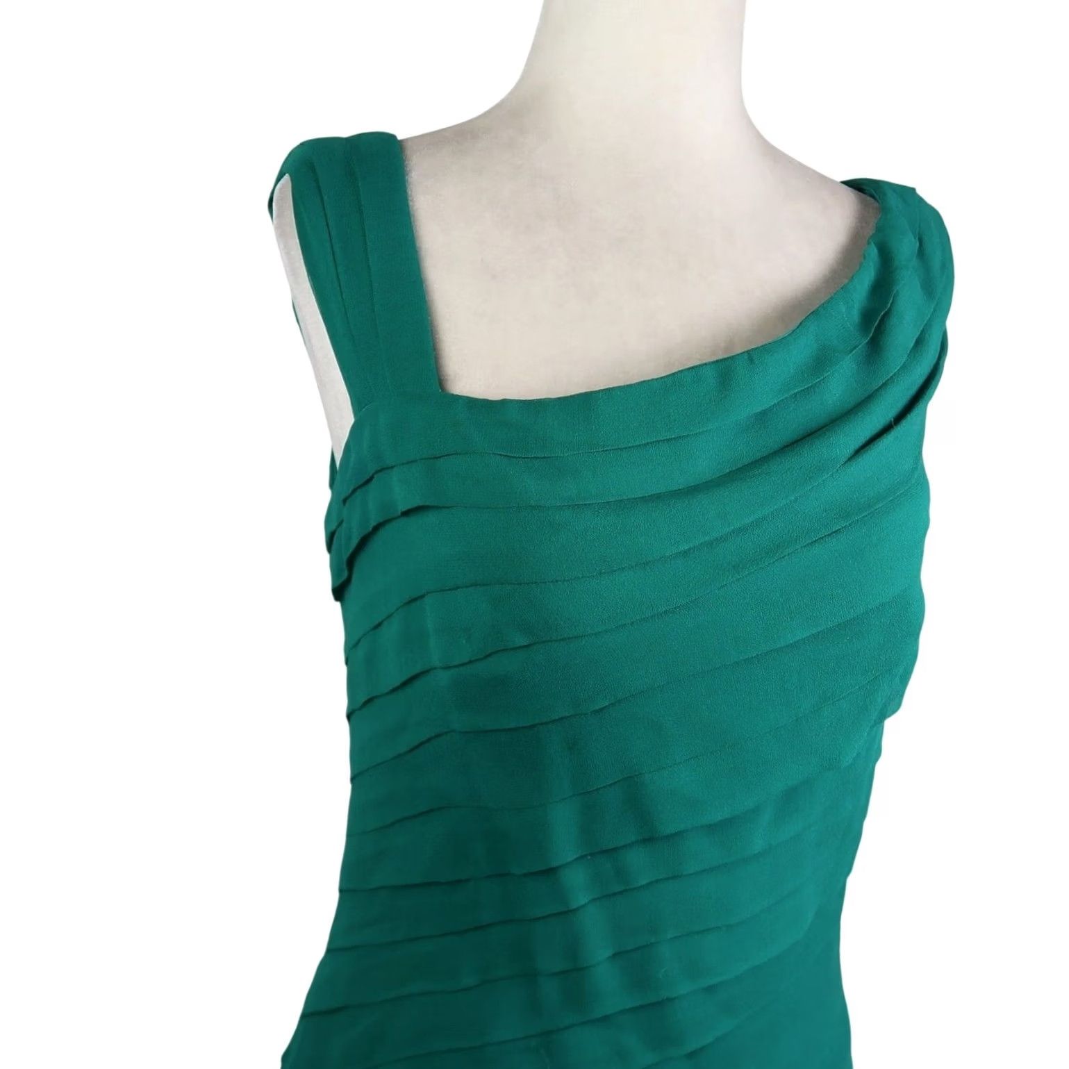 Tadashi Shoji Tadashi Collection Jade Green Silk Tiered Midi Sheath Cocktail Dress 6 Size M / US 6-8 / IT 42-44 - 2 Thumbnail