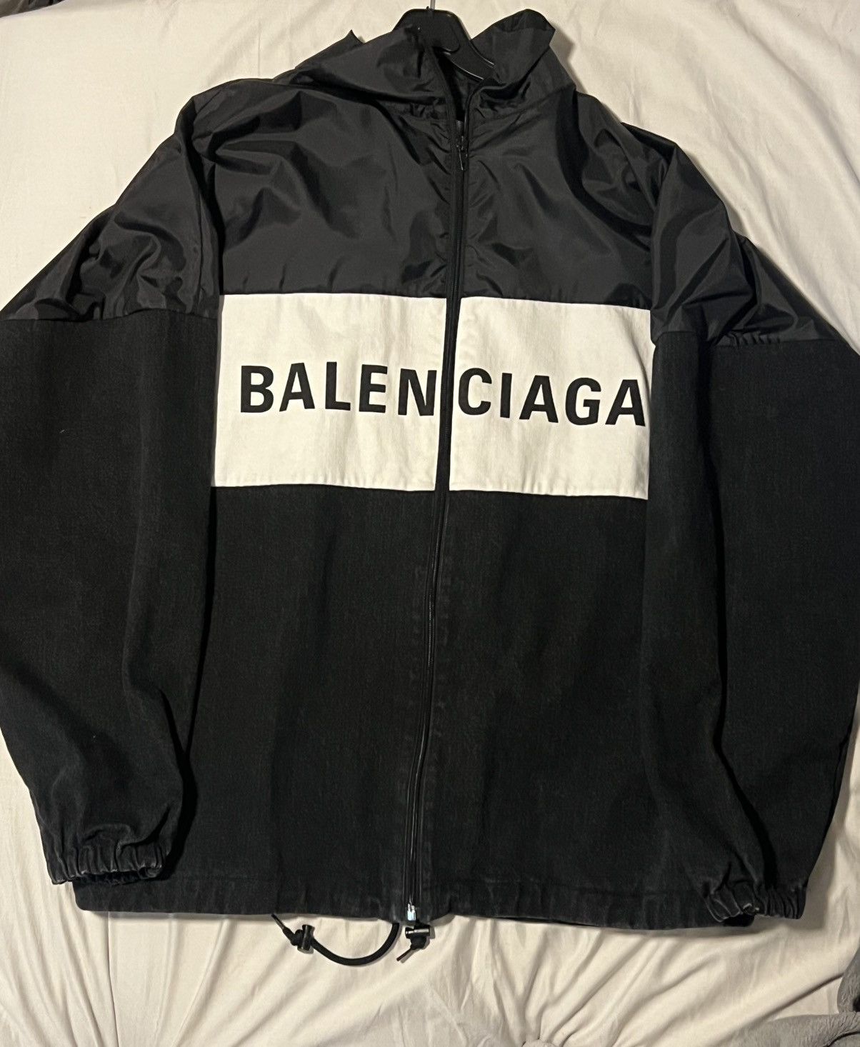 Balenciaga Balenciaga Zipped Denim Nylon Logo Track Jacket Size US S / EU 44-46 / 1 - 2 Thumbnail