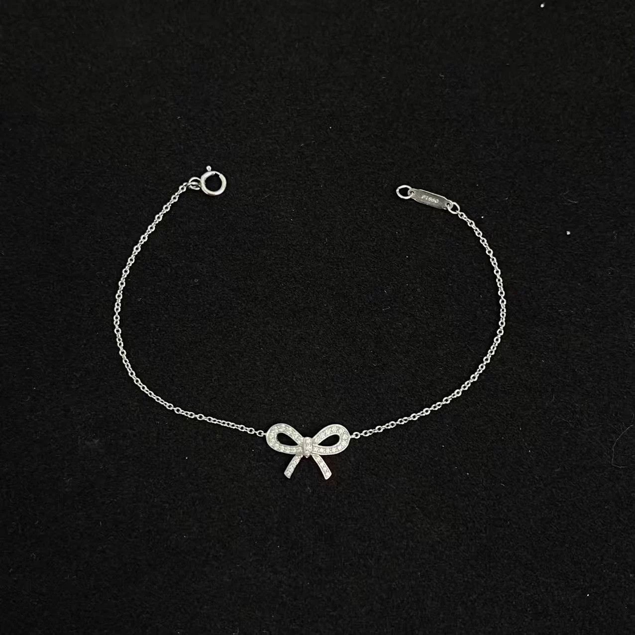 Tiffany Platinum Diamond Bow Bracelet 98% New