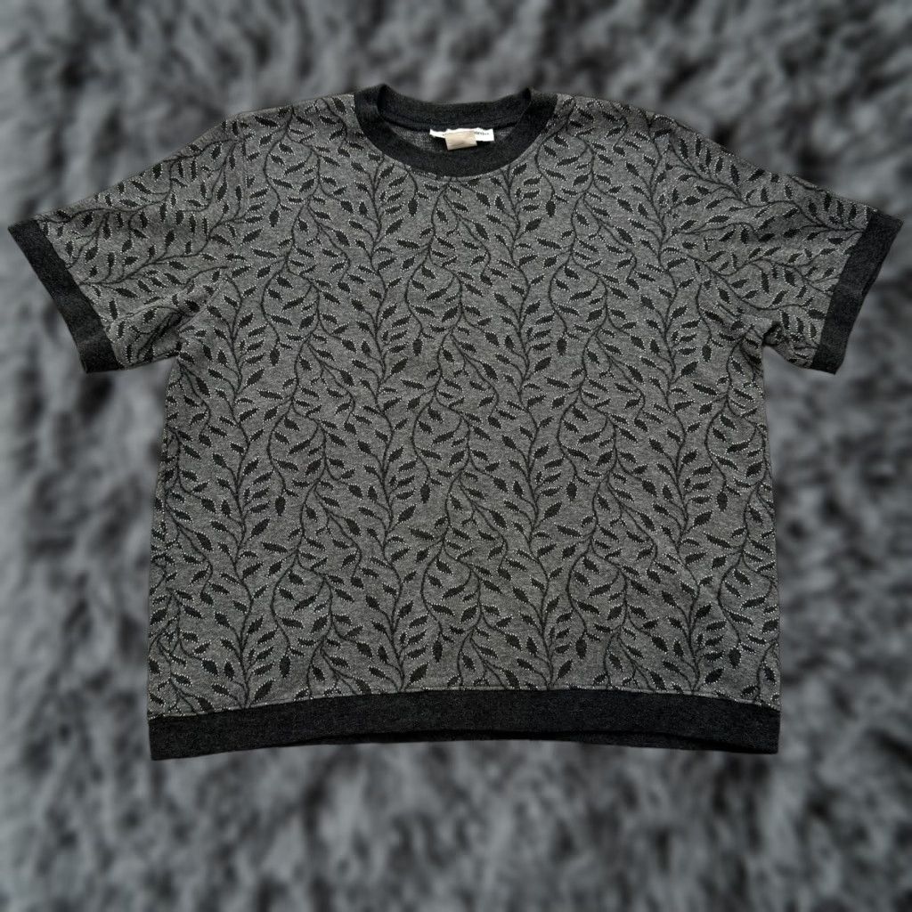 Vintage VINTAGE Cathy Daniels Sweater Women's Large Gray Leaf Shimmer Knit Whimsigoth Pullover Size L / US 10 / IT 46 - 1 Thumbnail