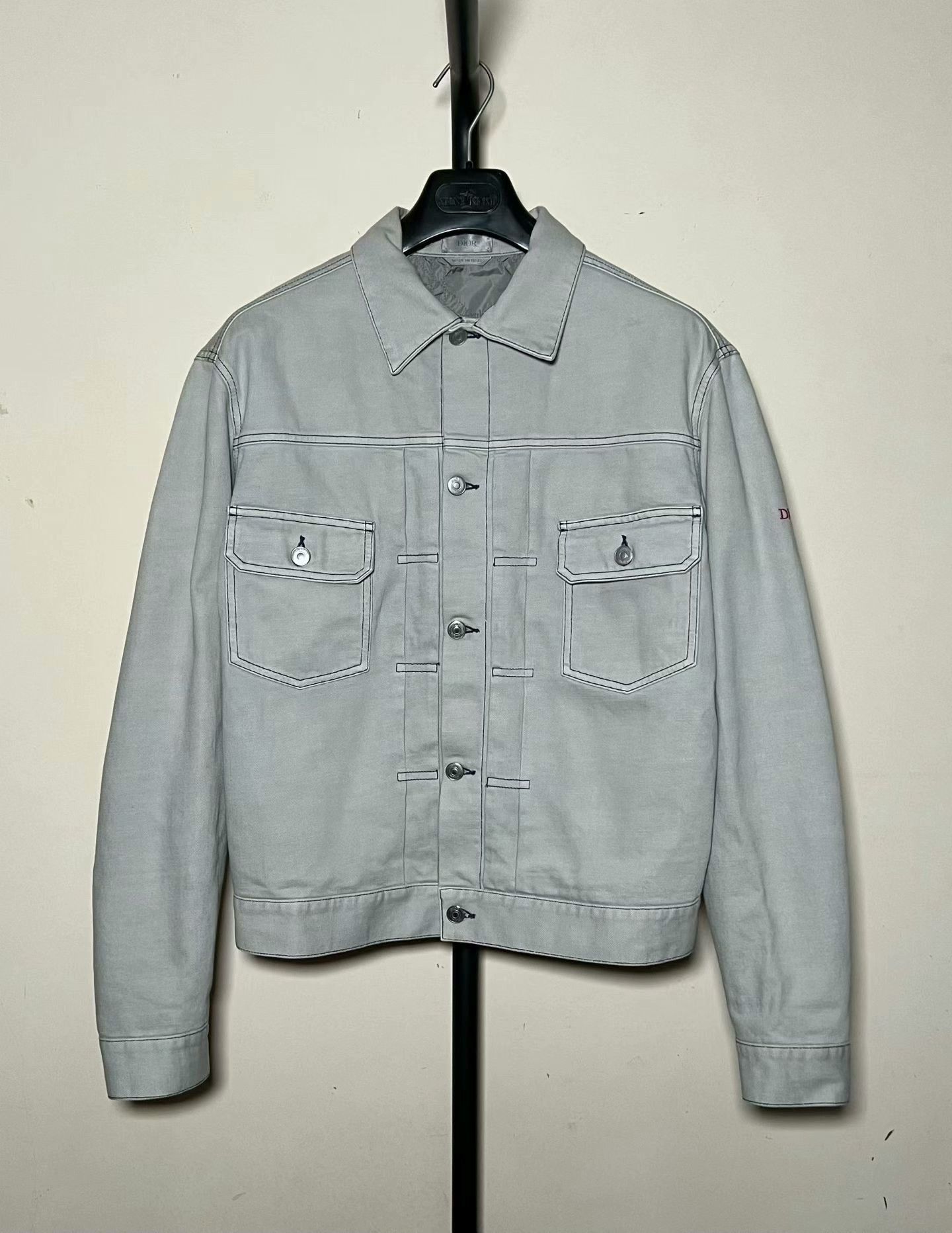 Dior gray-blue tiger embroidered jacket by Dior Size US L / EU 52-54 / 3 - 1 Thumbnail