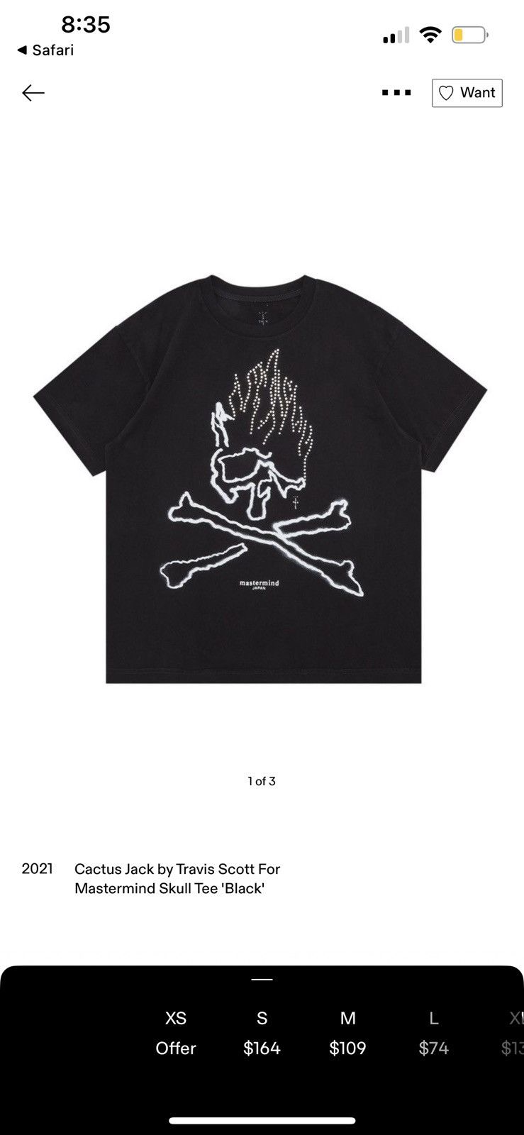 Travis Scott Cactus jack by Travis Scott For Mastermind Skull Tee ‘Black’ Size US S / EU 44-46 / 1 - 3 Thumbnail